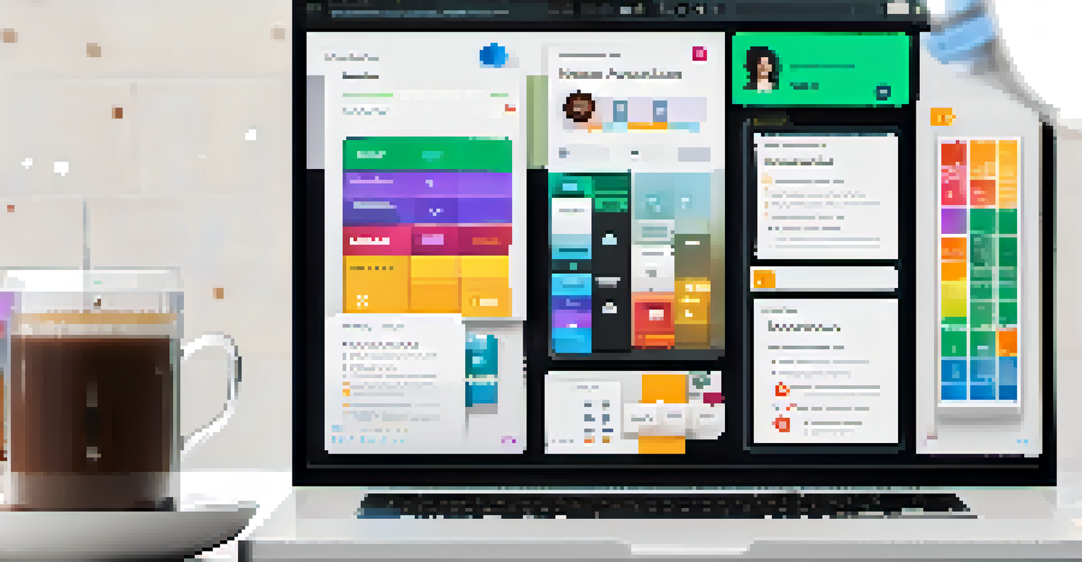 A close-up of a no-code platform interface showing a user-friendly design and colorful icons.