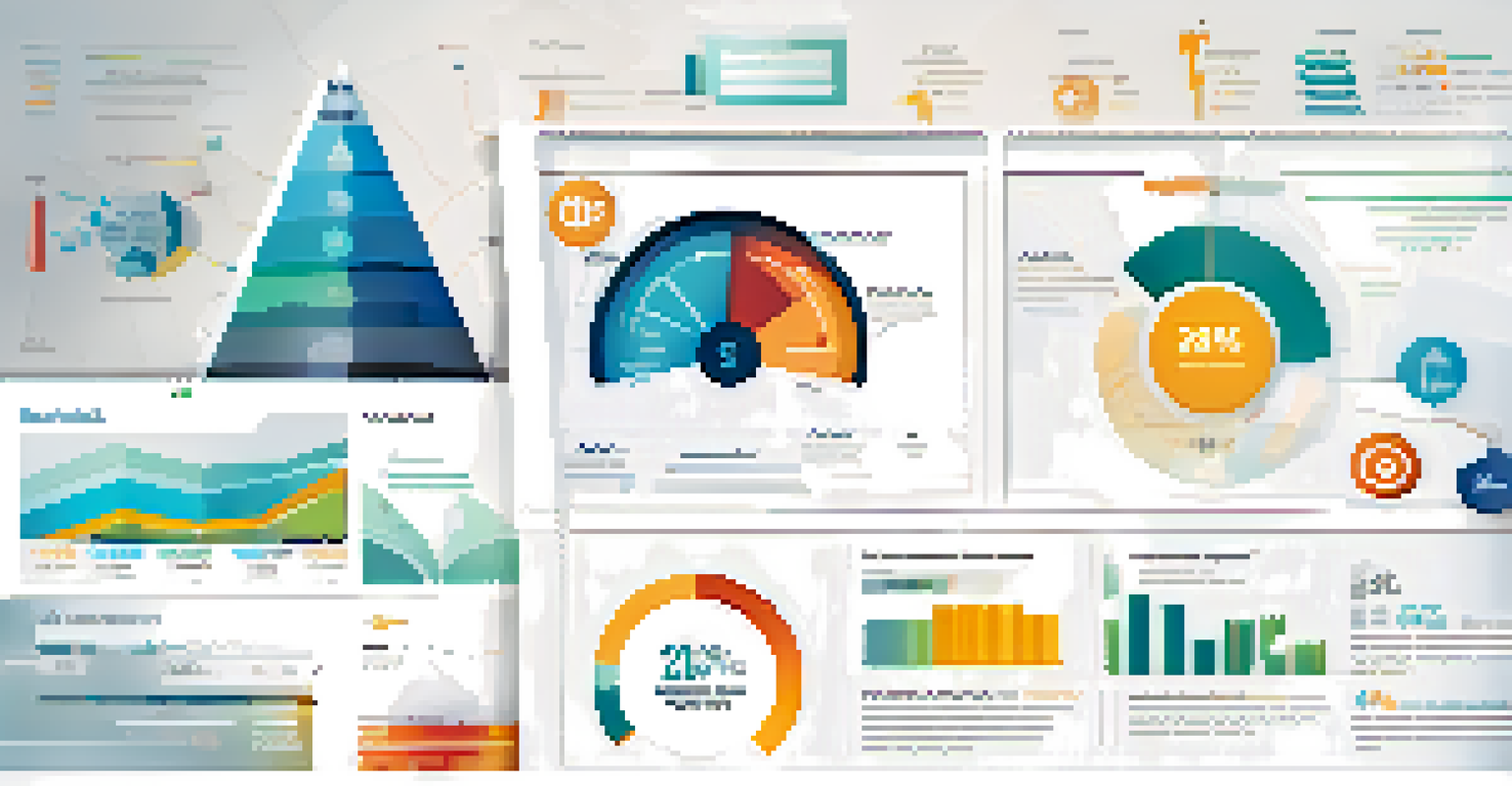 An infographic depicting market research processes with charts and icons.