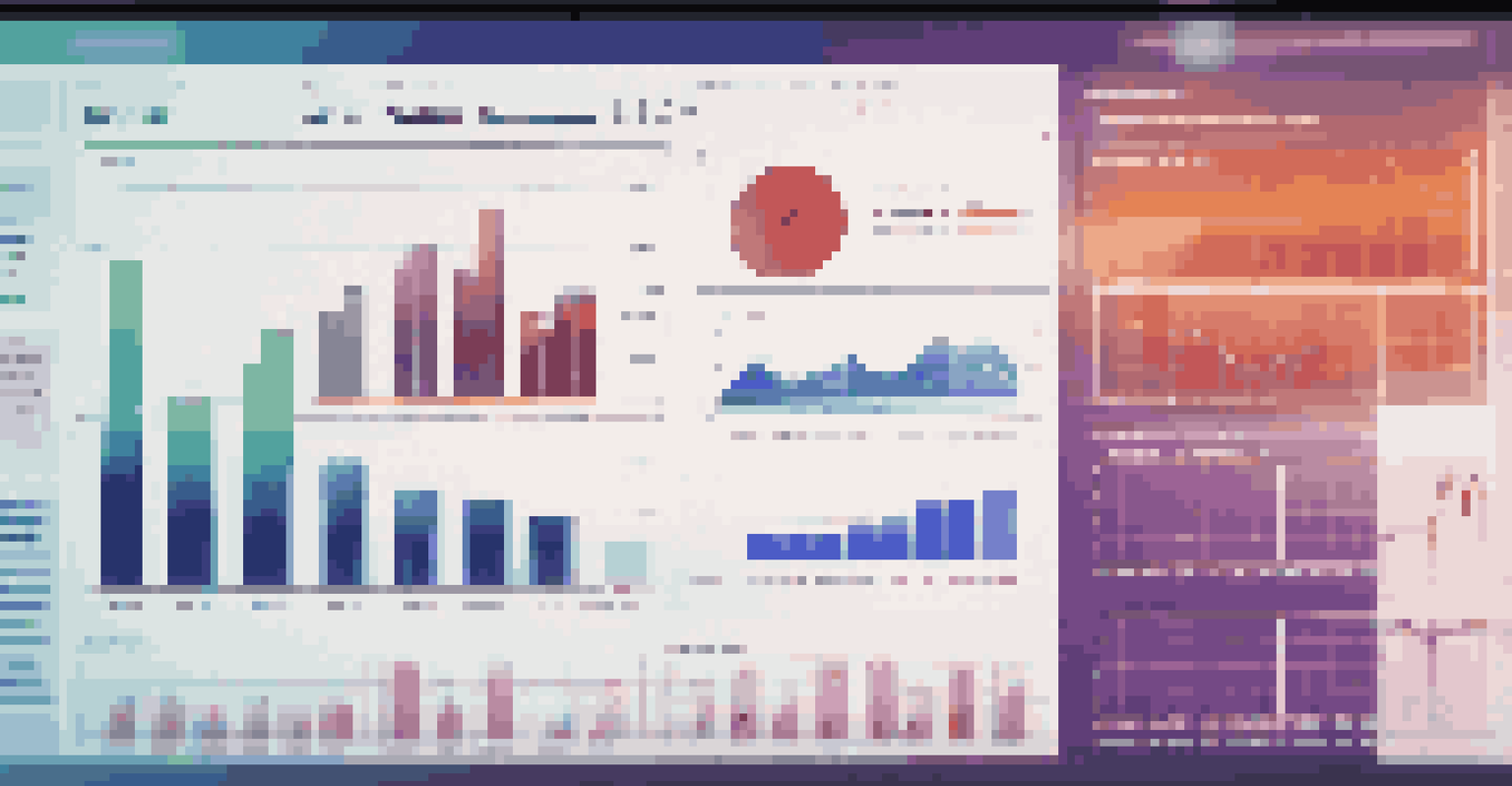 A close-up view of a computer screen showing colorful graphs and metrics related to data analysis.