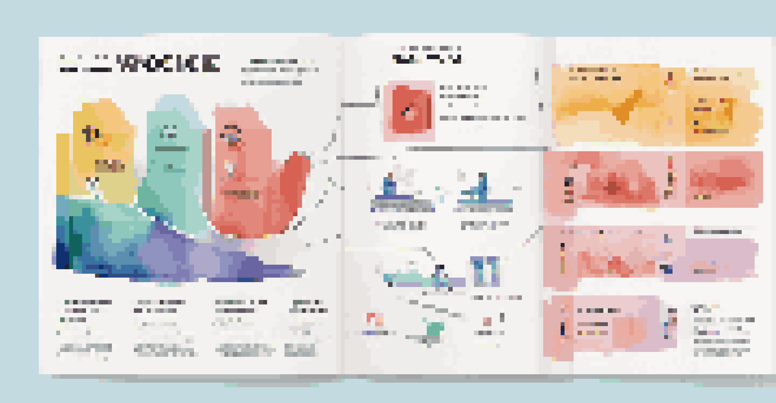 An infographic illustrating a brand voice guide with colorful sections and icons for different tones.