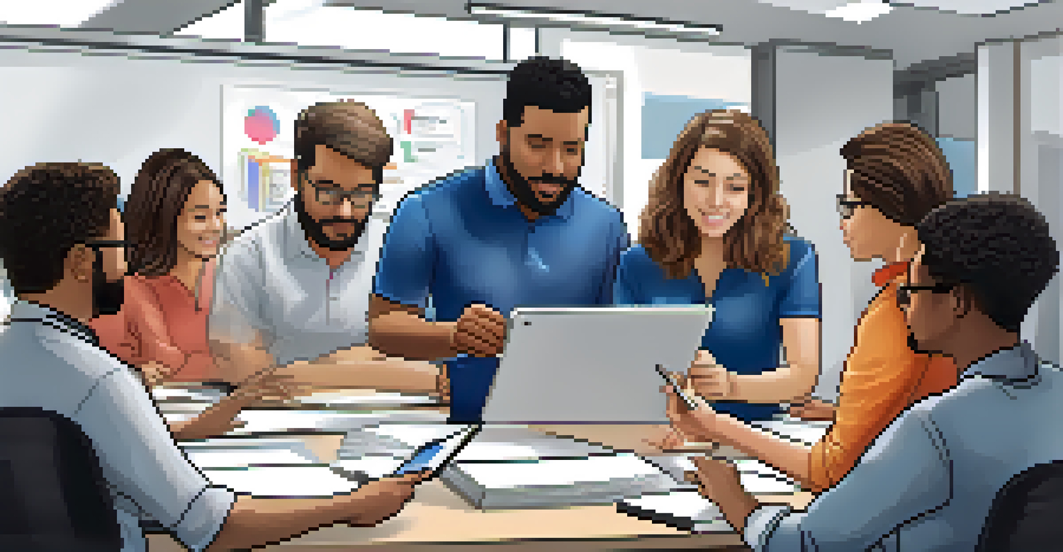 A leader conducting a digital training workshop with engaged employees, focusing on collaboration and learning.