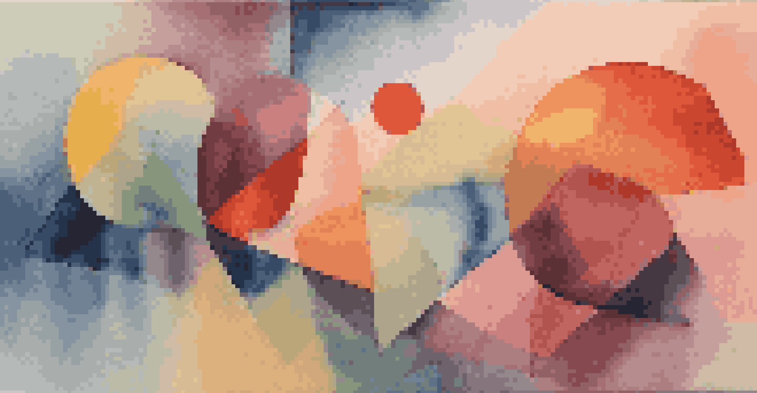 An abstract image showing the emotional stages of change with colorful geometric shapes.