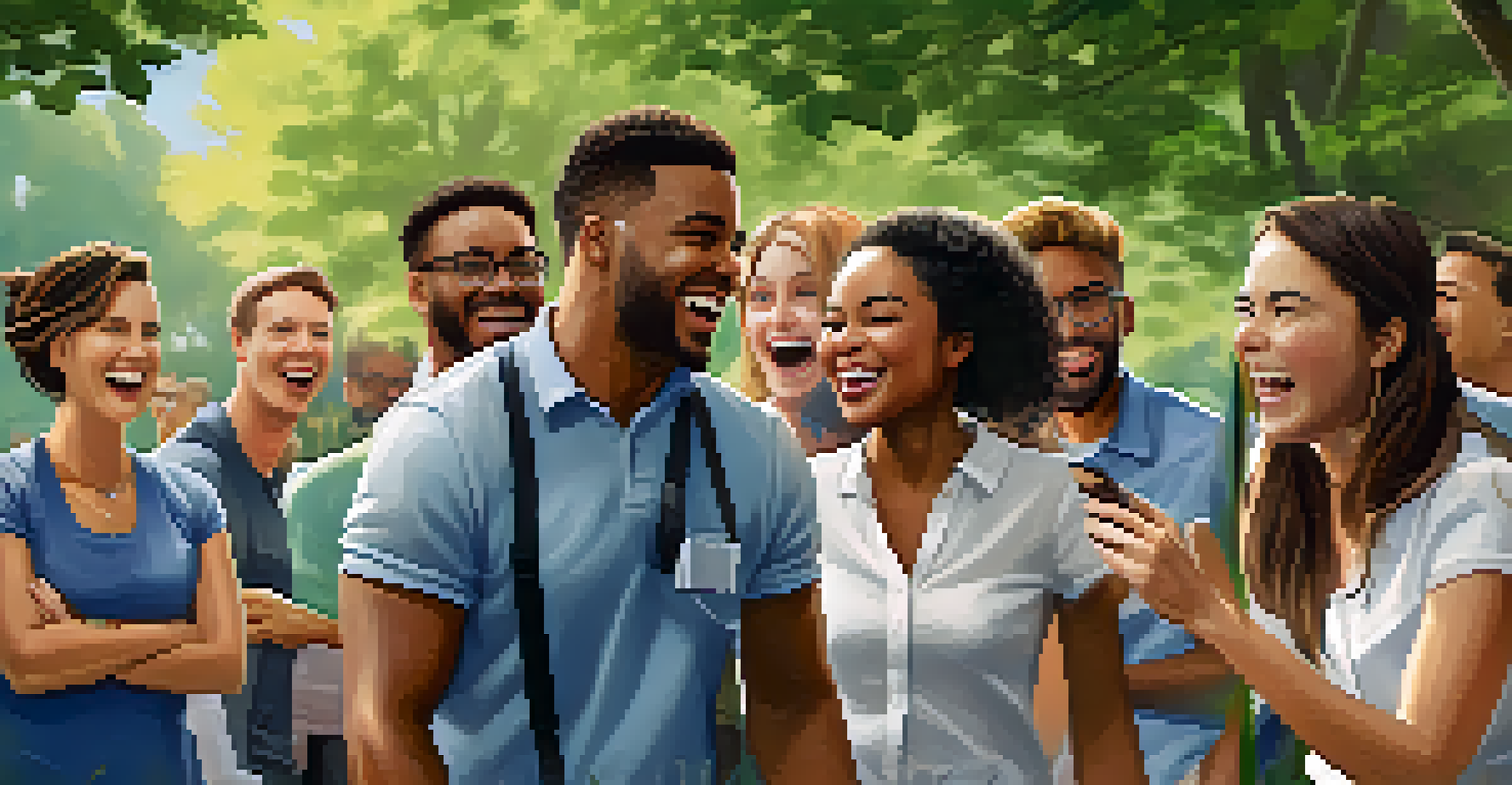 A team-building activity in a park with diverse employees participating in games and enjoying the outdoors.