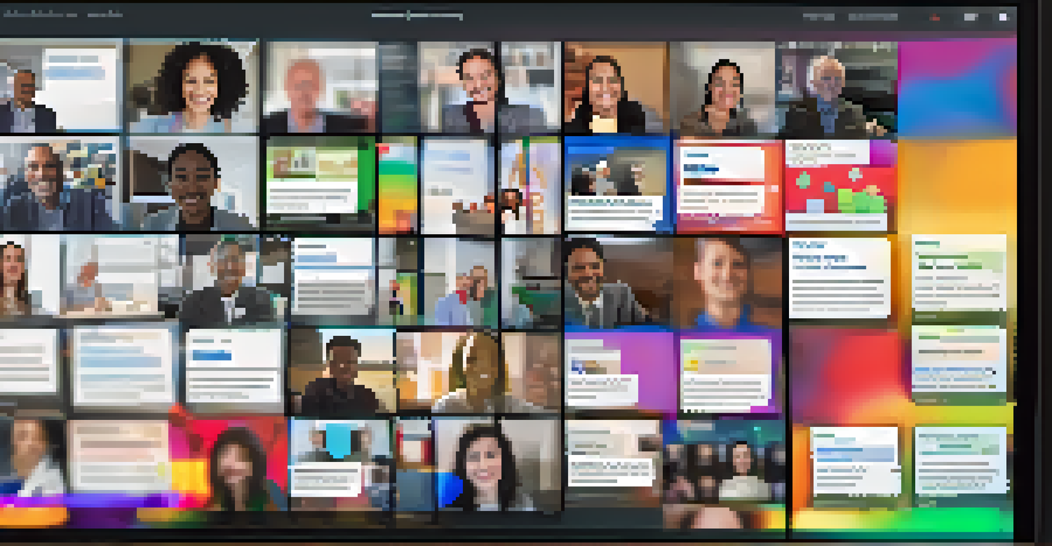 A close-up of a laptop displaying an interactive virtual meeting with participants engaging through polls and chat.
