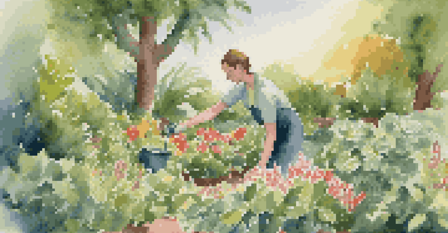 A gardener in a lush garden, representing the continuous monitoring of customer journeys with sunlight filtering through the leaves.