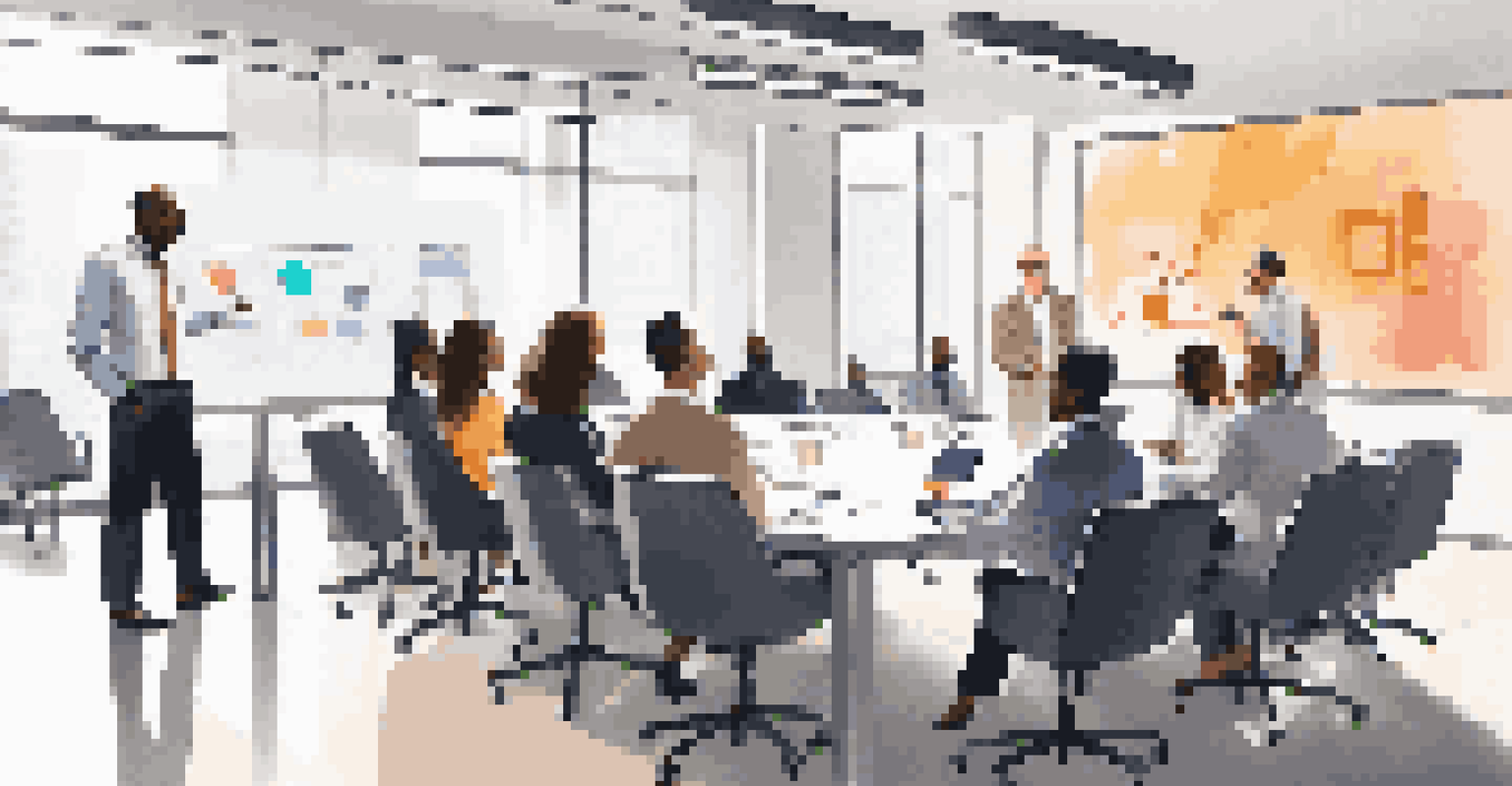 A group of professionals in a meeting room discussing automation, surrounded by smart technology.