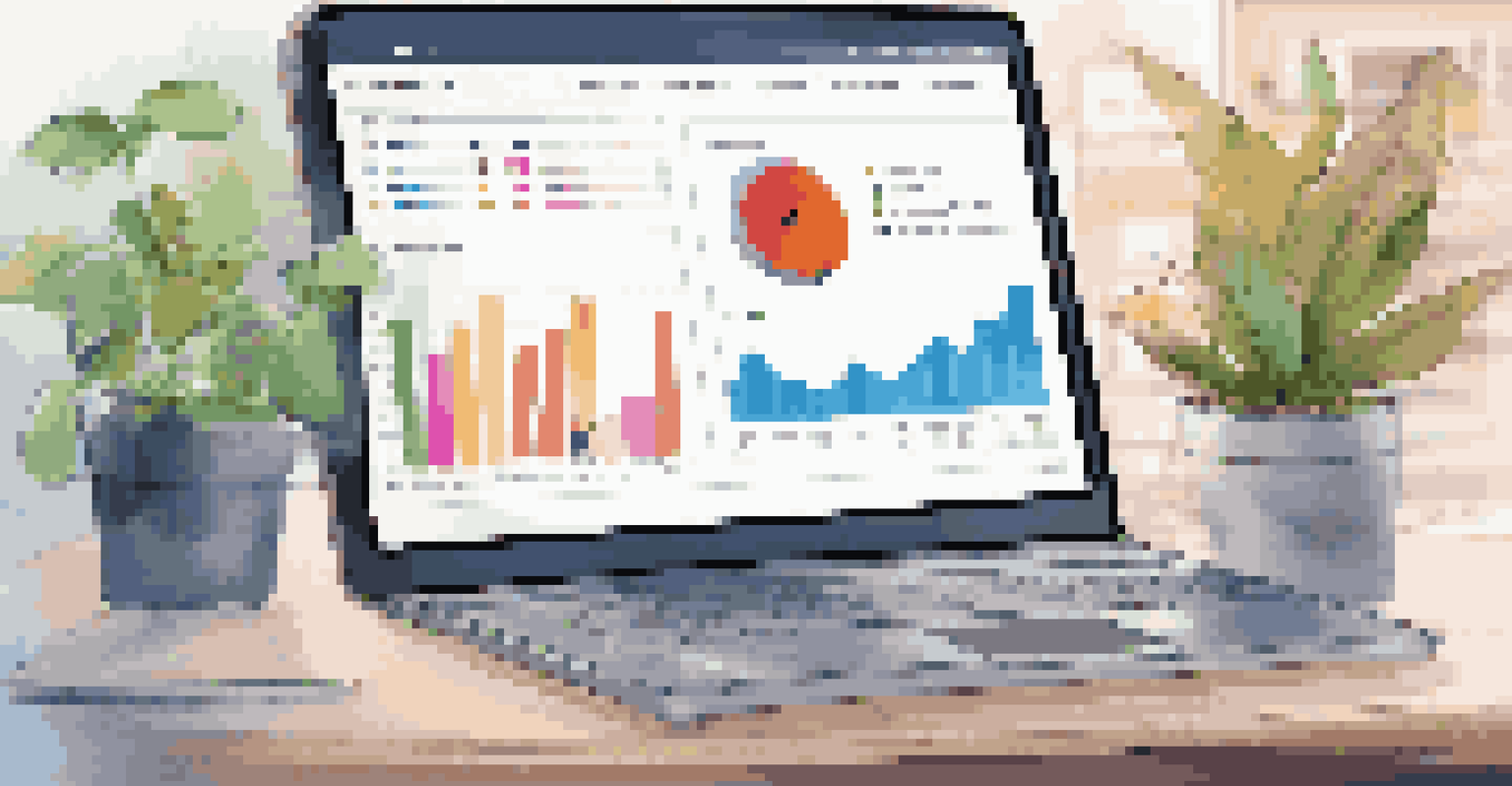 Close-up of a computer screen showing a dashboard of mobile CRM software with colorful graphs.