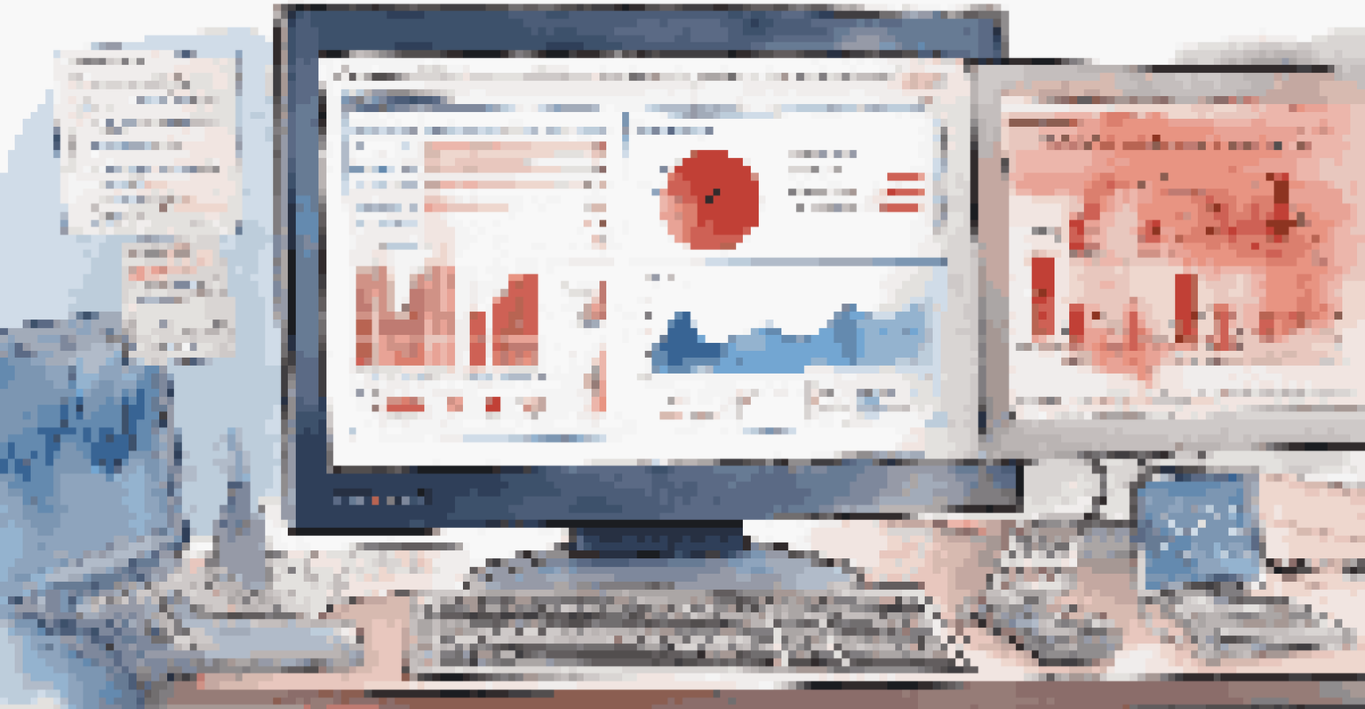 A computer screen showing a real-time fraud detection dashboard with alerts and graphs in a tech-savvy workspace.