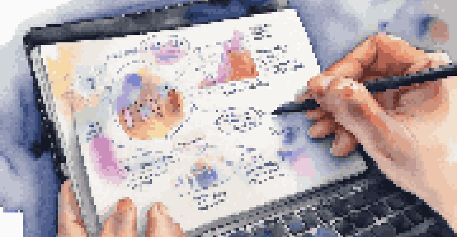 A close-up of a hand taking notes on personal branding during a virtual conference.
