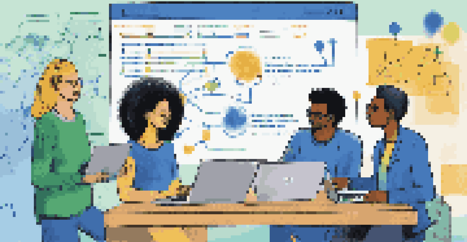 An infographic illustrating collaboration in remote teams with diverse members using digital devices.