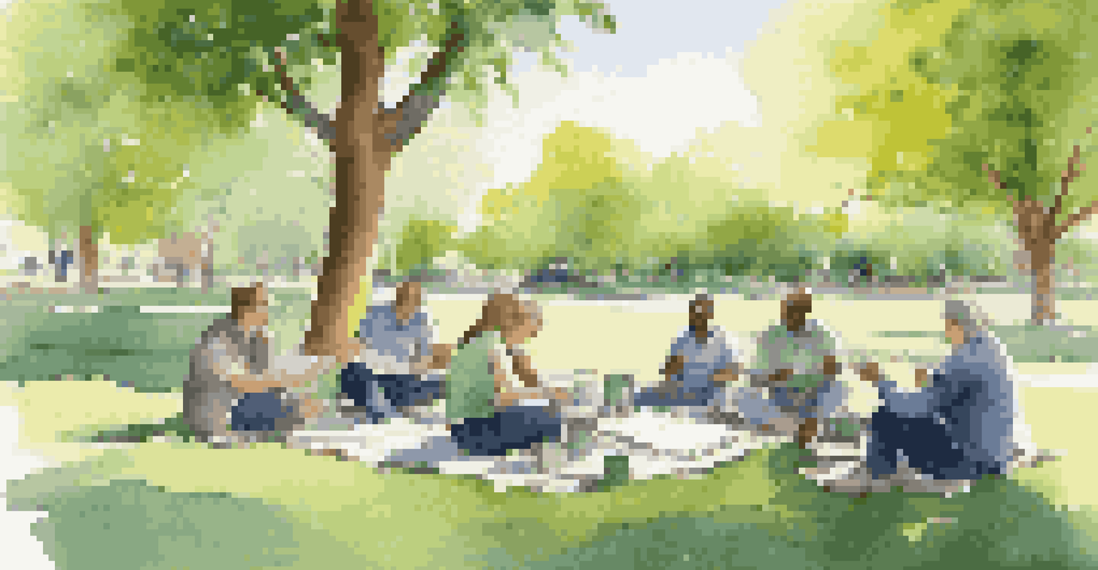 A meeting in a park with project managers and community members discussing environmental concerns.