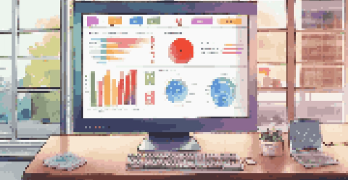 A computer screen showing a gamification dashboard with points, badges, and a leaderboard in a bright modern office.