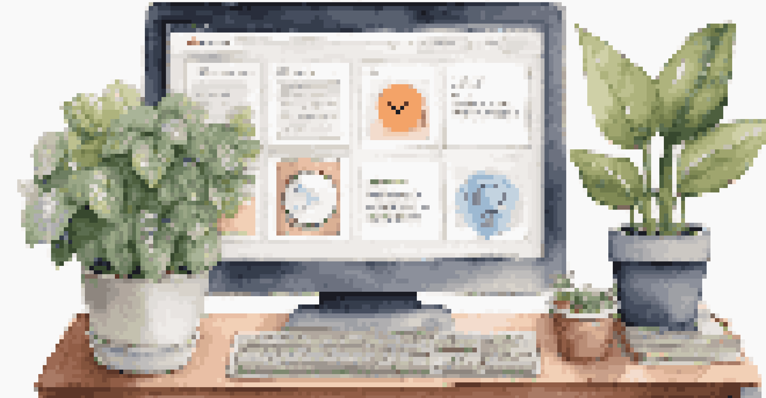 A computer screen displaying a communication tool dashboard with messaging and email apps in a cozy workspace.