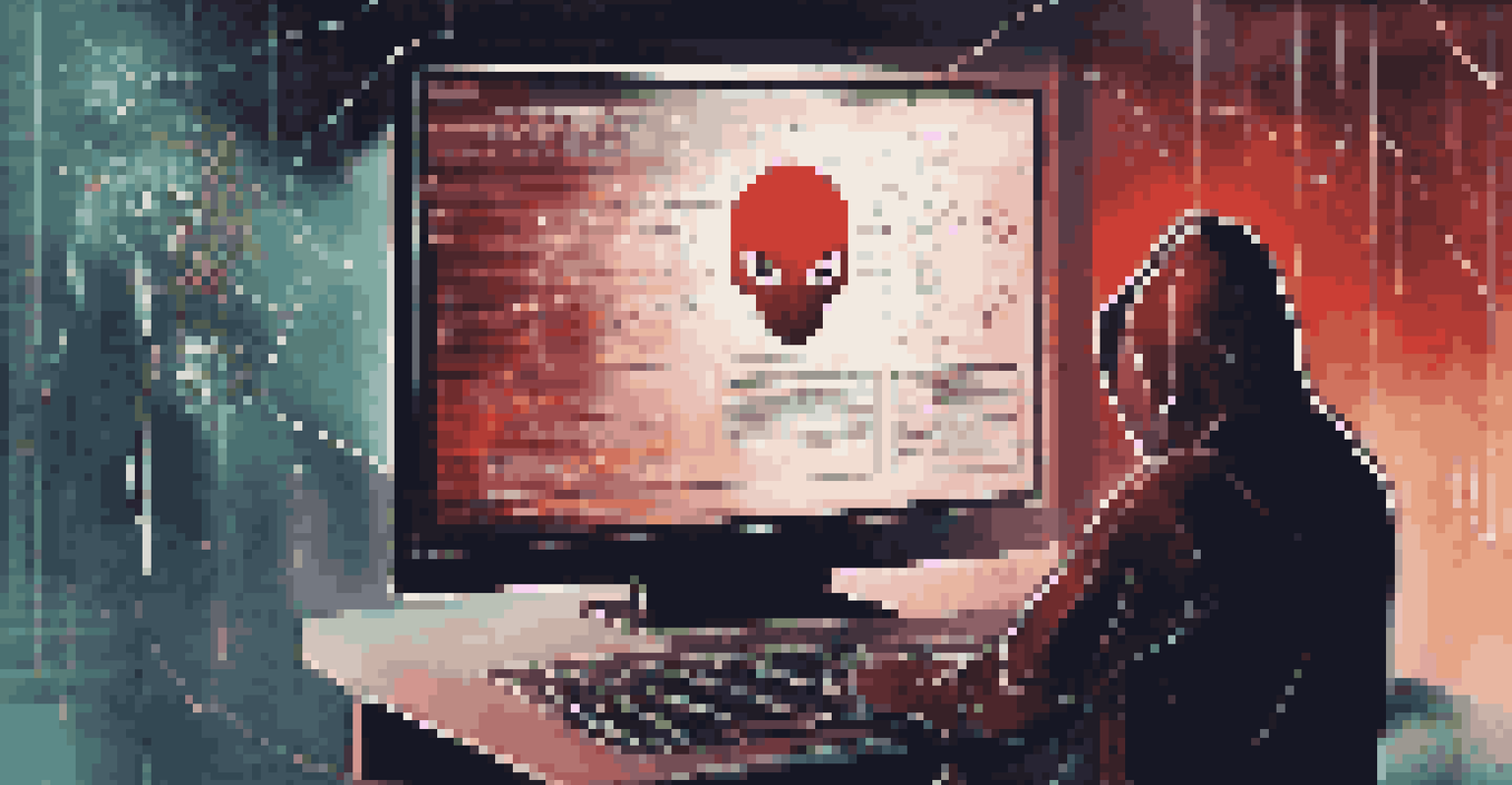 Visual representation of common data security threats like phishing, malware, and insider threats in a digital environment.