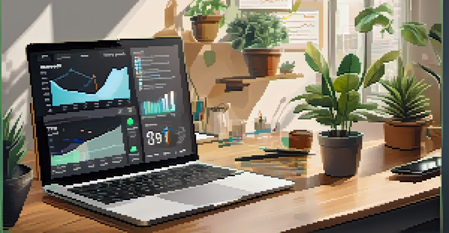 A close-up of a person working on a laptop, analyzing influencer marketing data with charts and graphs displayed on the screen.