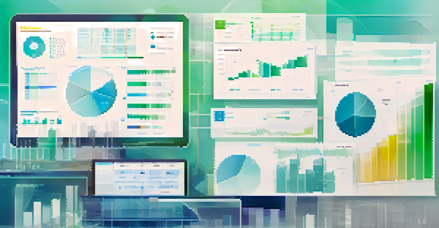 An abstract digital representation of data analytics with colorful charts and graphs in a gradient background.