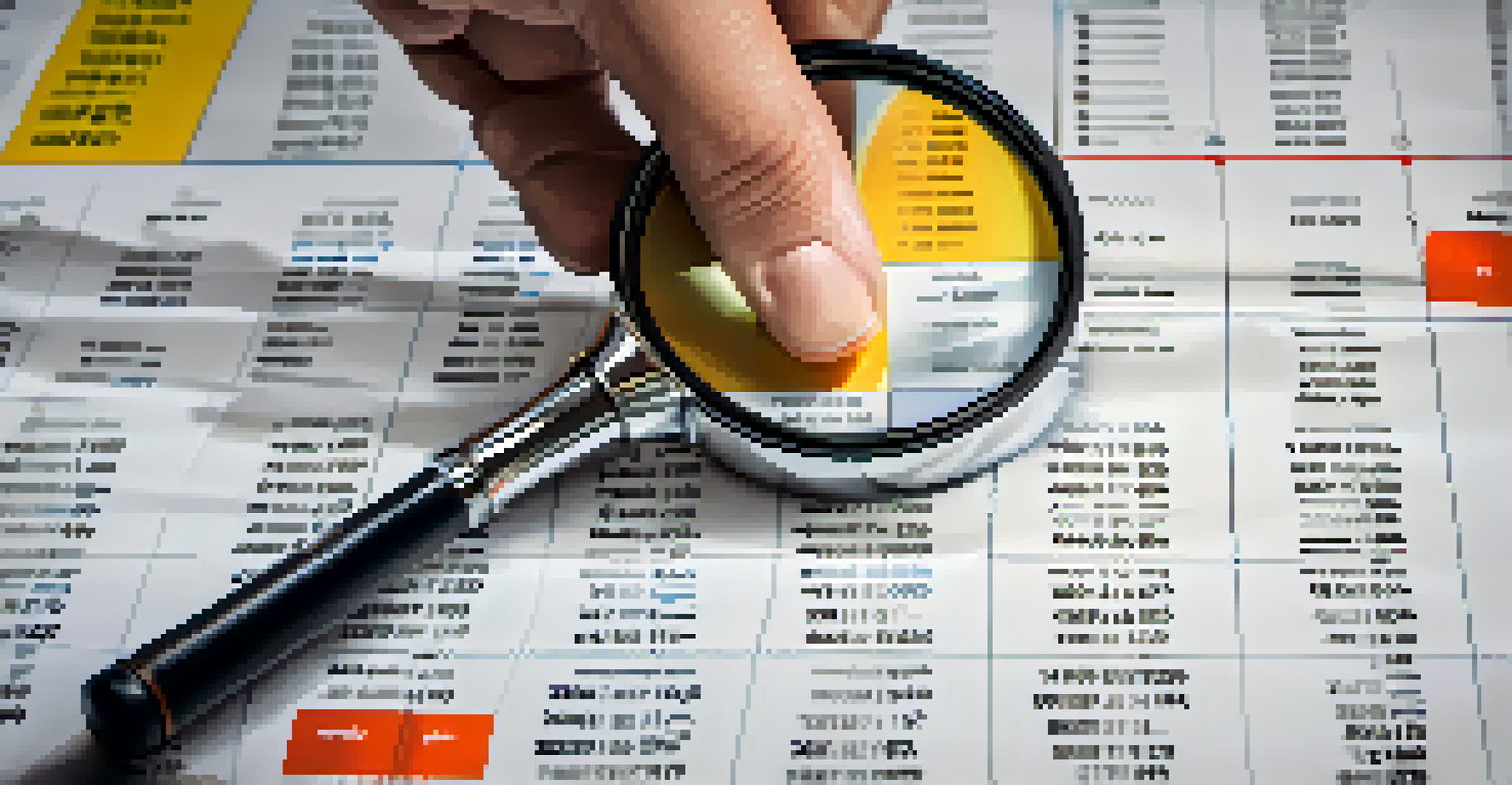 A hand holding a magnifying glass over a risk matrix chart, with risks plotted by likelihood and impact.