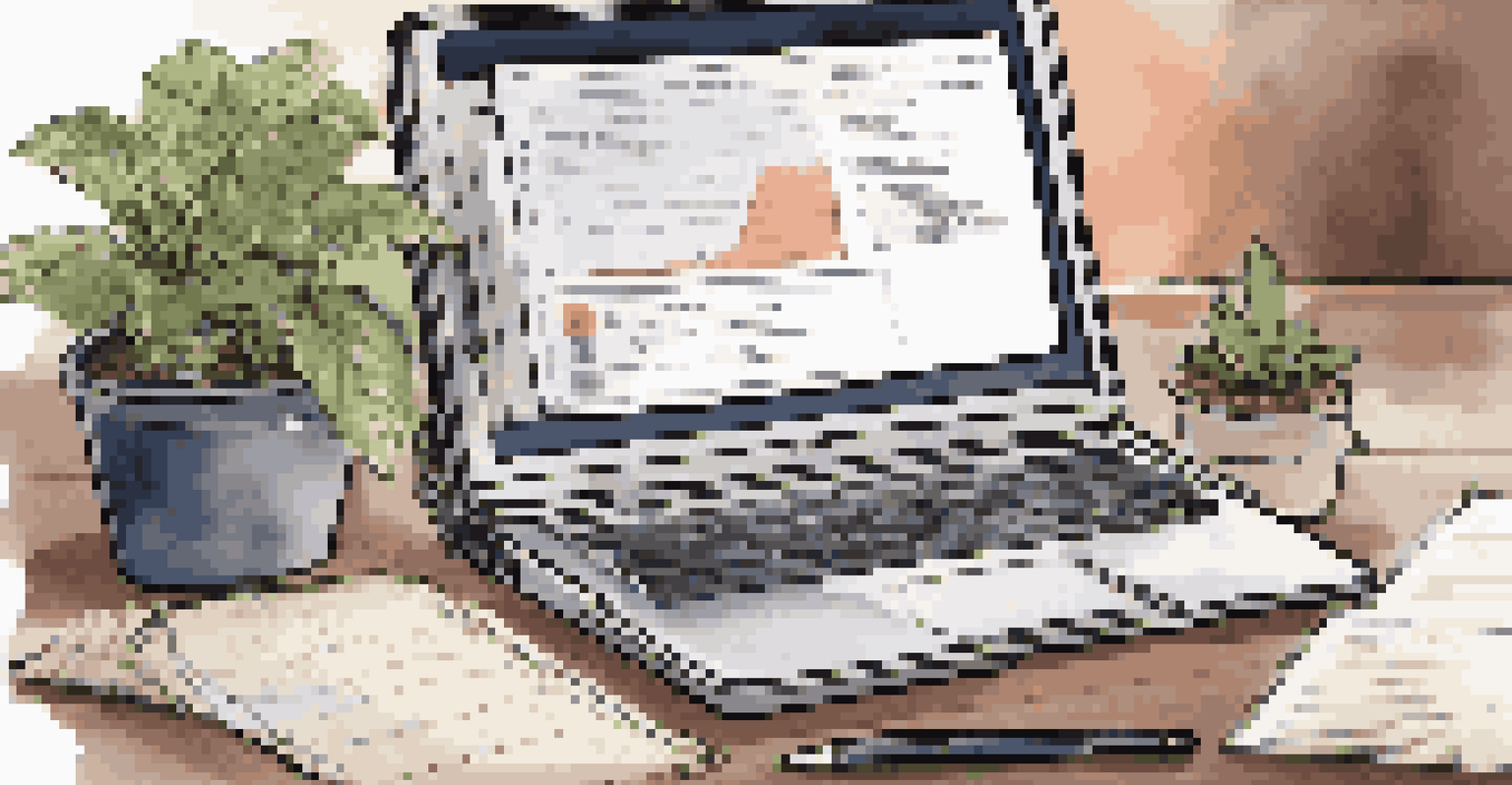 A laptop displaying a crisis management plan on a desk with a notepad and plant.