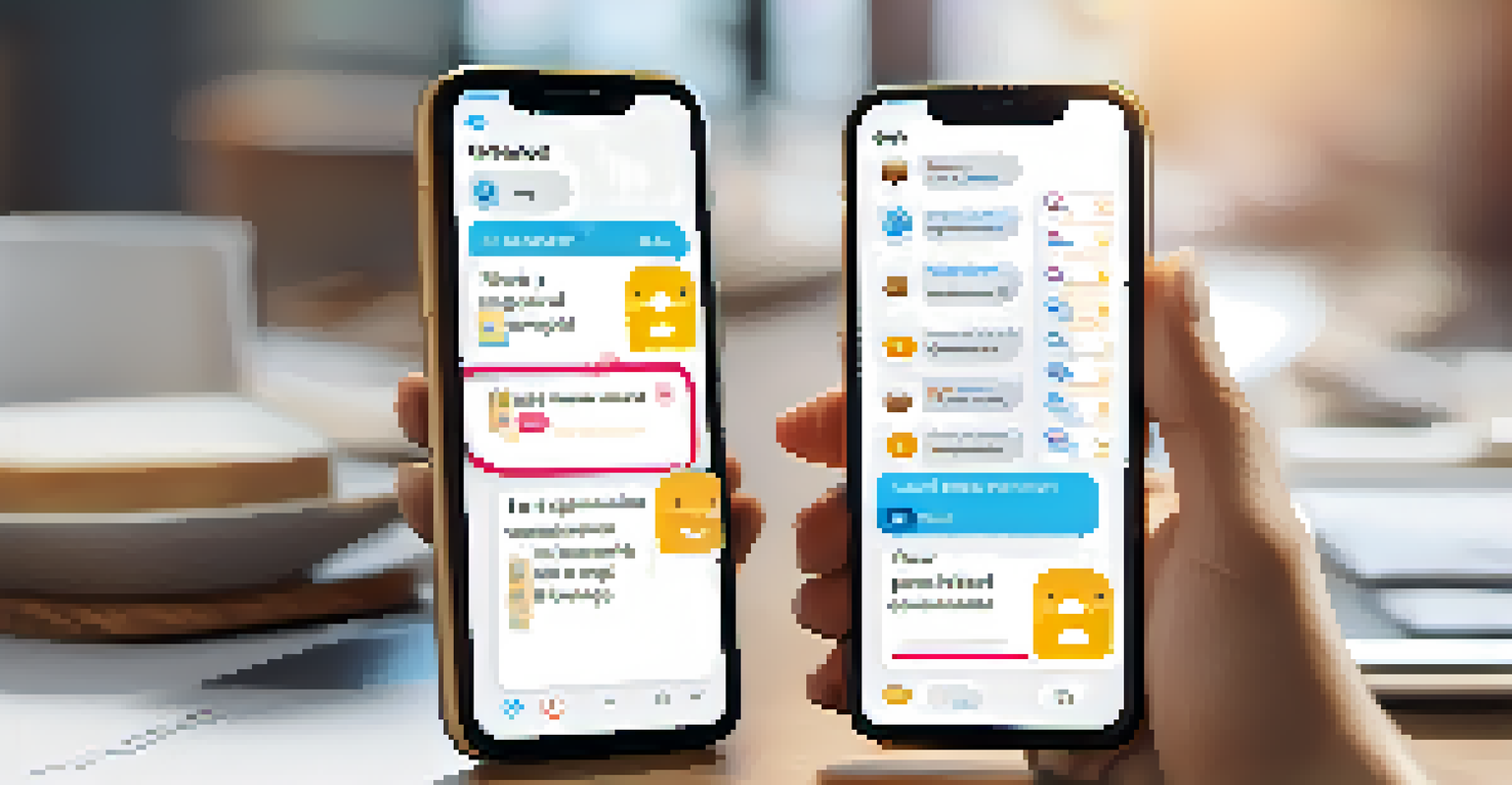 A smartphone displaying an AI chatbot interface with customer service icons around it.