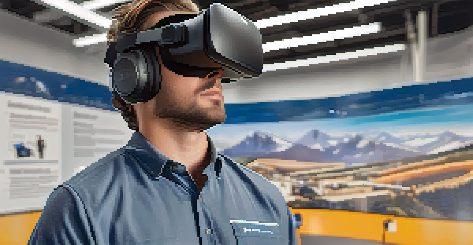 An employee wearing a VR headset, engaged in an immersive safety training simulation.