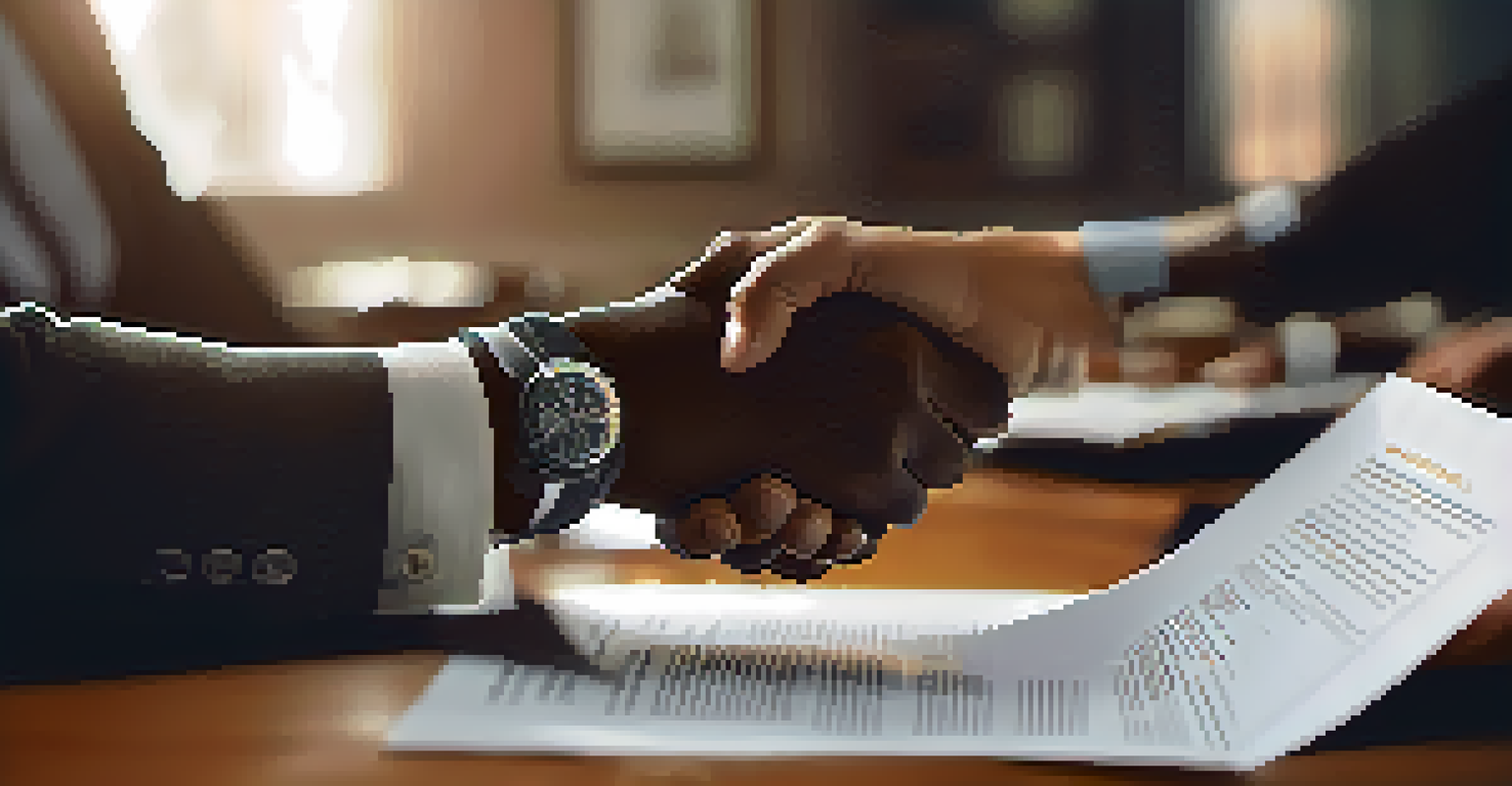 A close-up of a handshake over a signed agreement, symbolizing trust and compromise in negotiations.