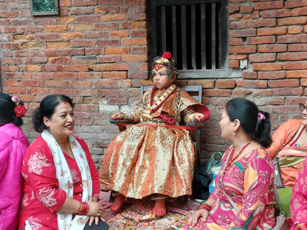 The Kumari of Bhaktapur lives in her own house.