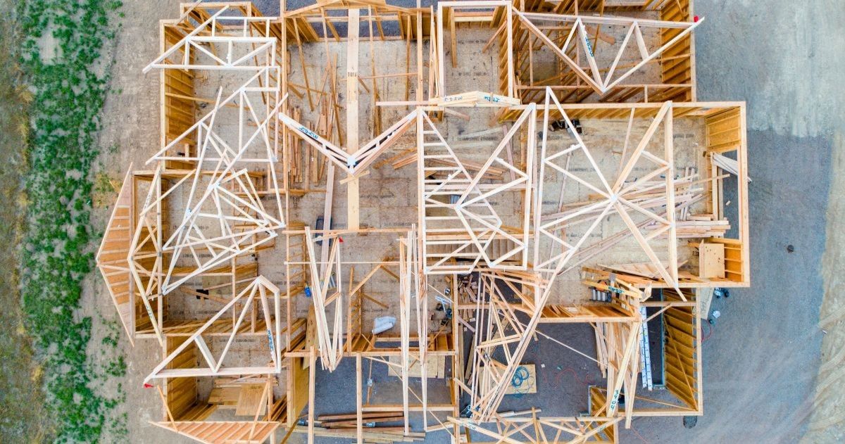 bird's eye view of house frame
