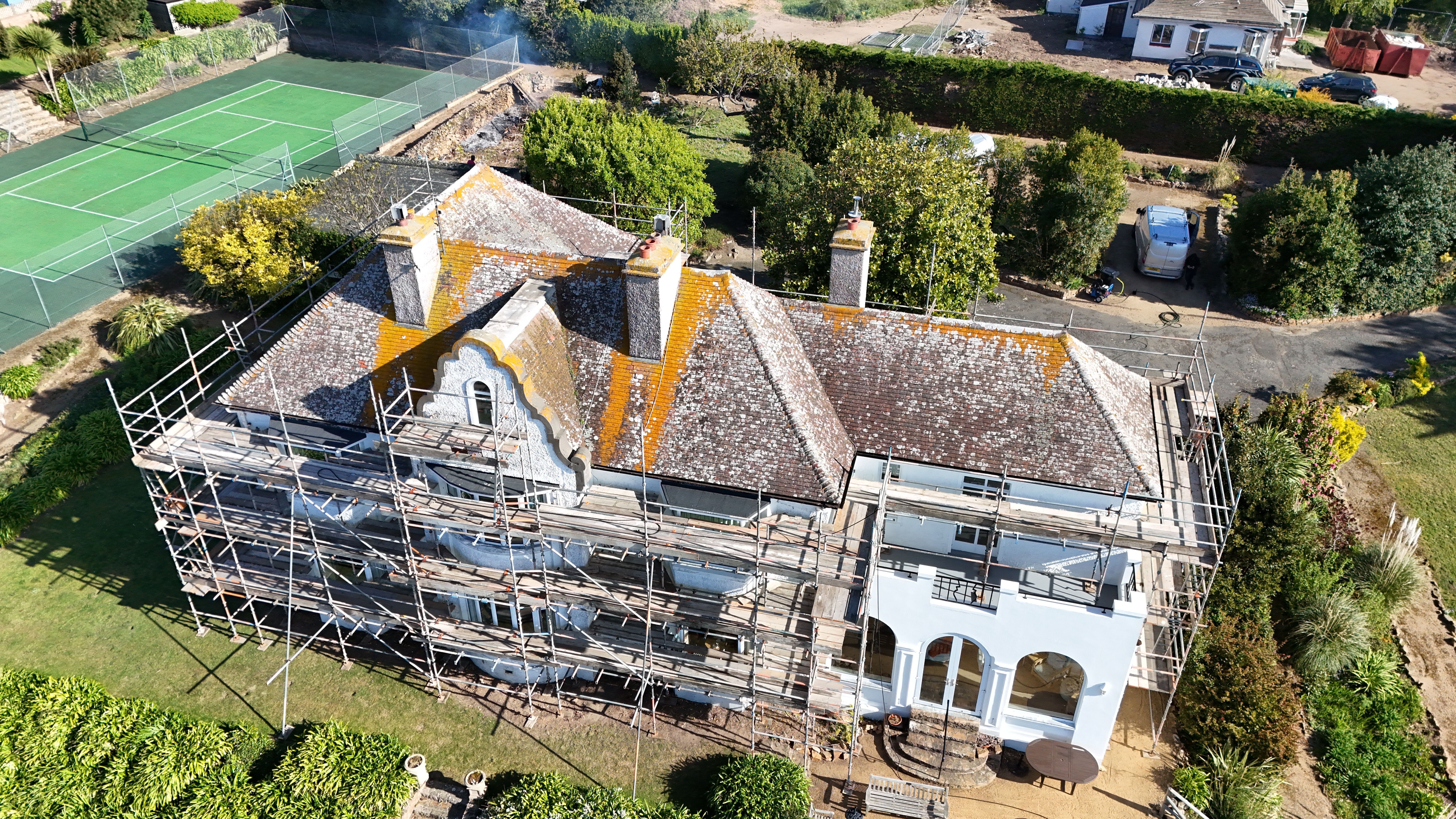Dirty old roof, photo taken by drone