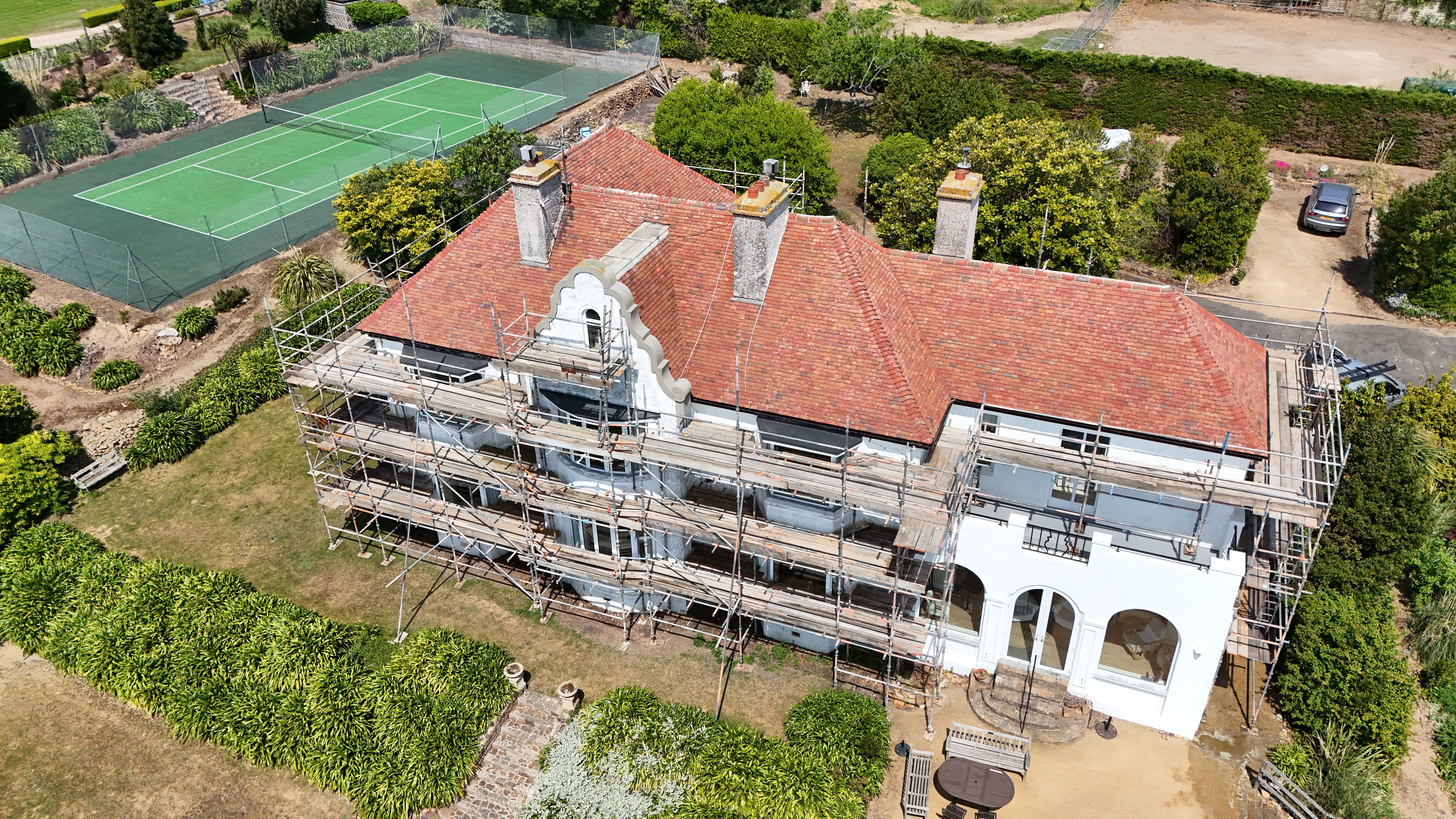 Cleaned old roof, photo taken by drone