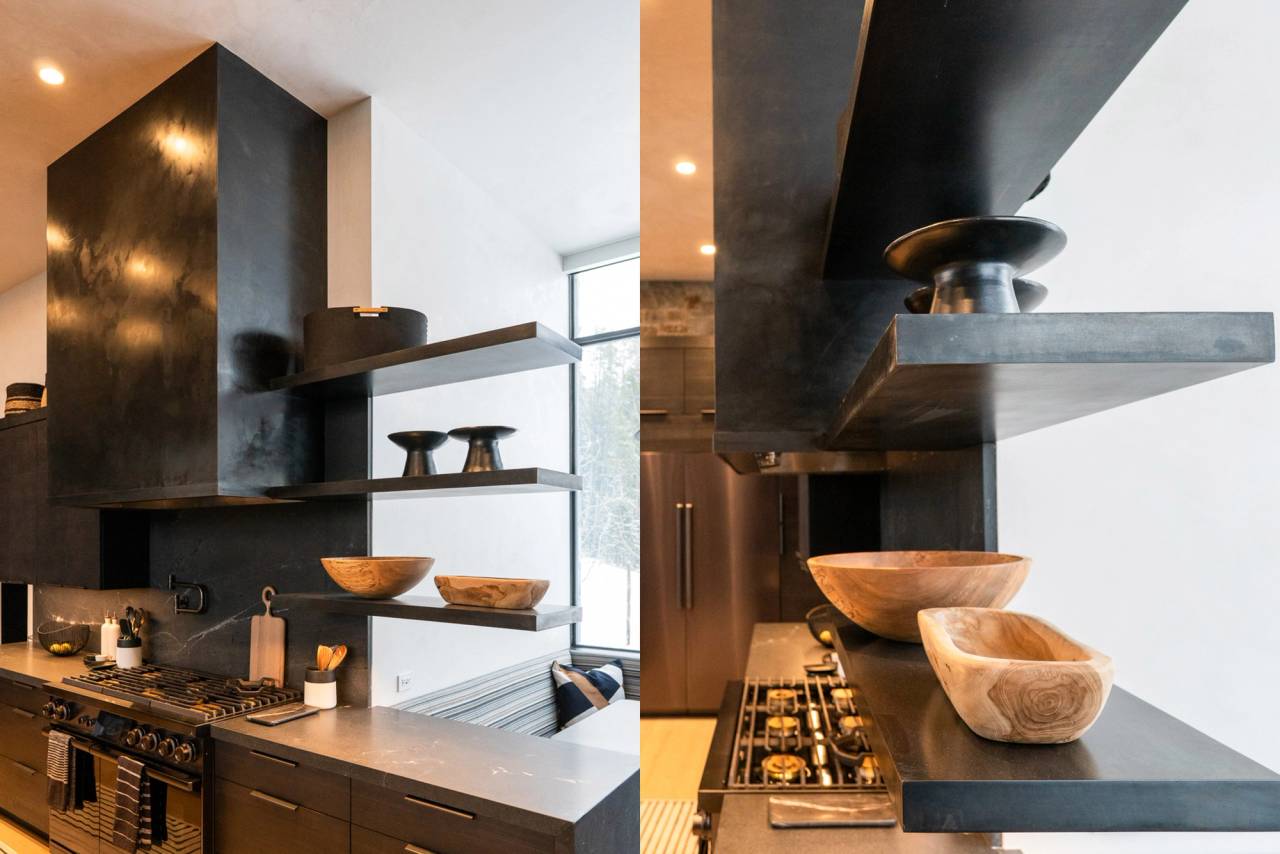 Steel Hood, Floating Shelves - Big Sky, Montana