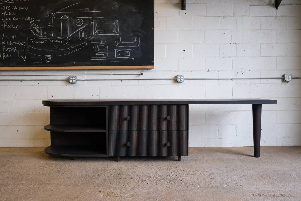 Stained white oak console