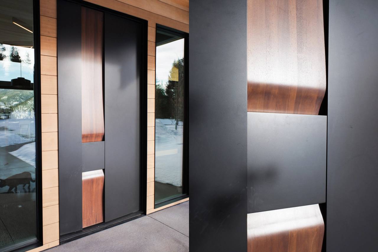 Steel / Walnut Doors - Big Sky, Montana