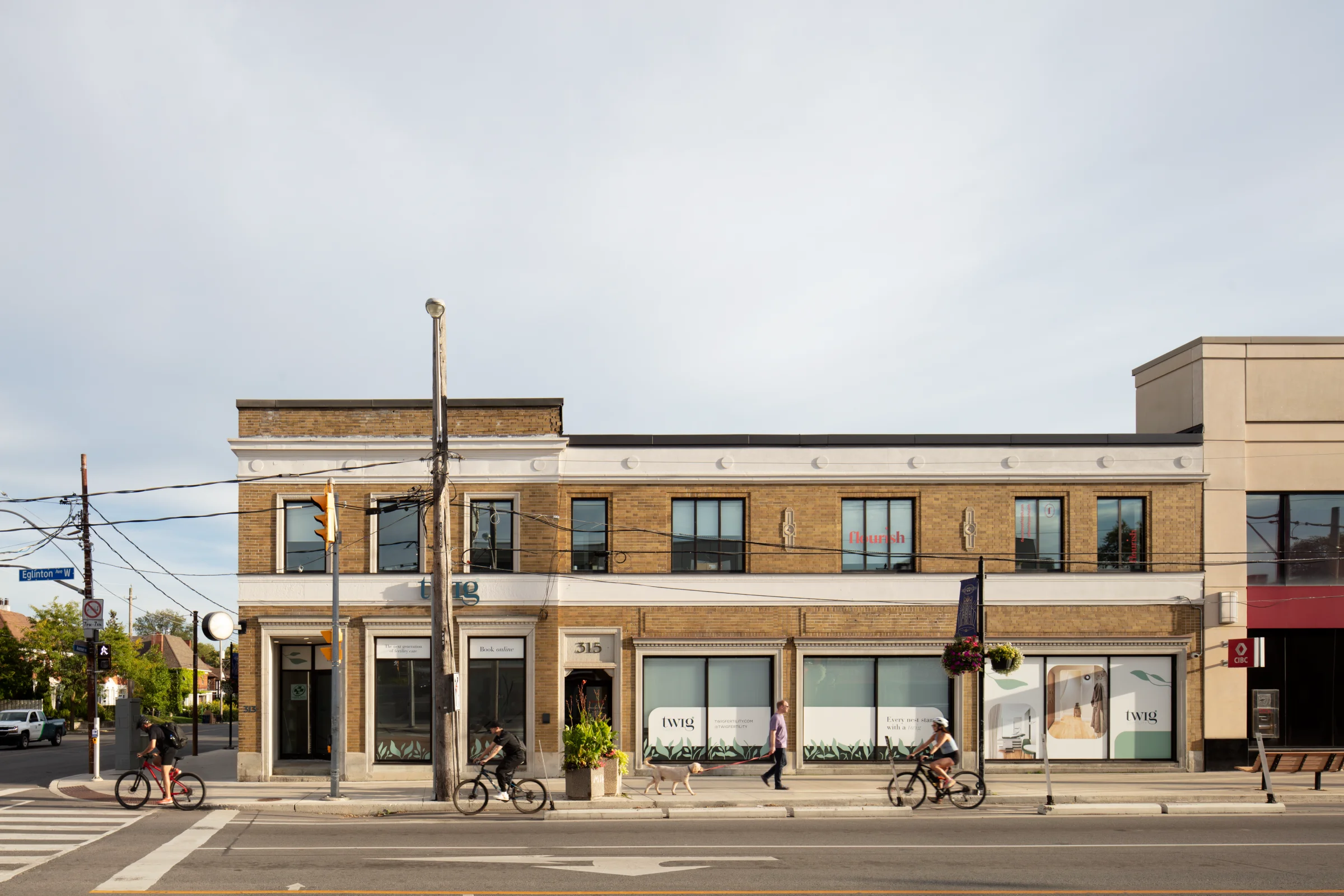 Exterior shot of facade of 313-315 Eglinton West