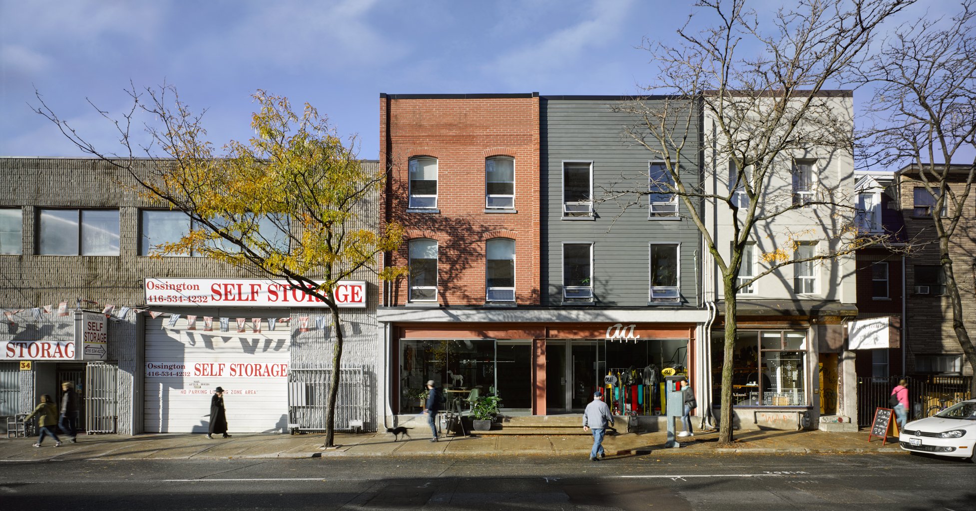 Streetview of the exterior facade of 38-44 Ossington
