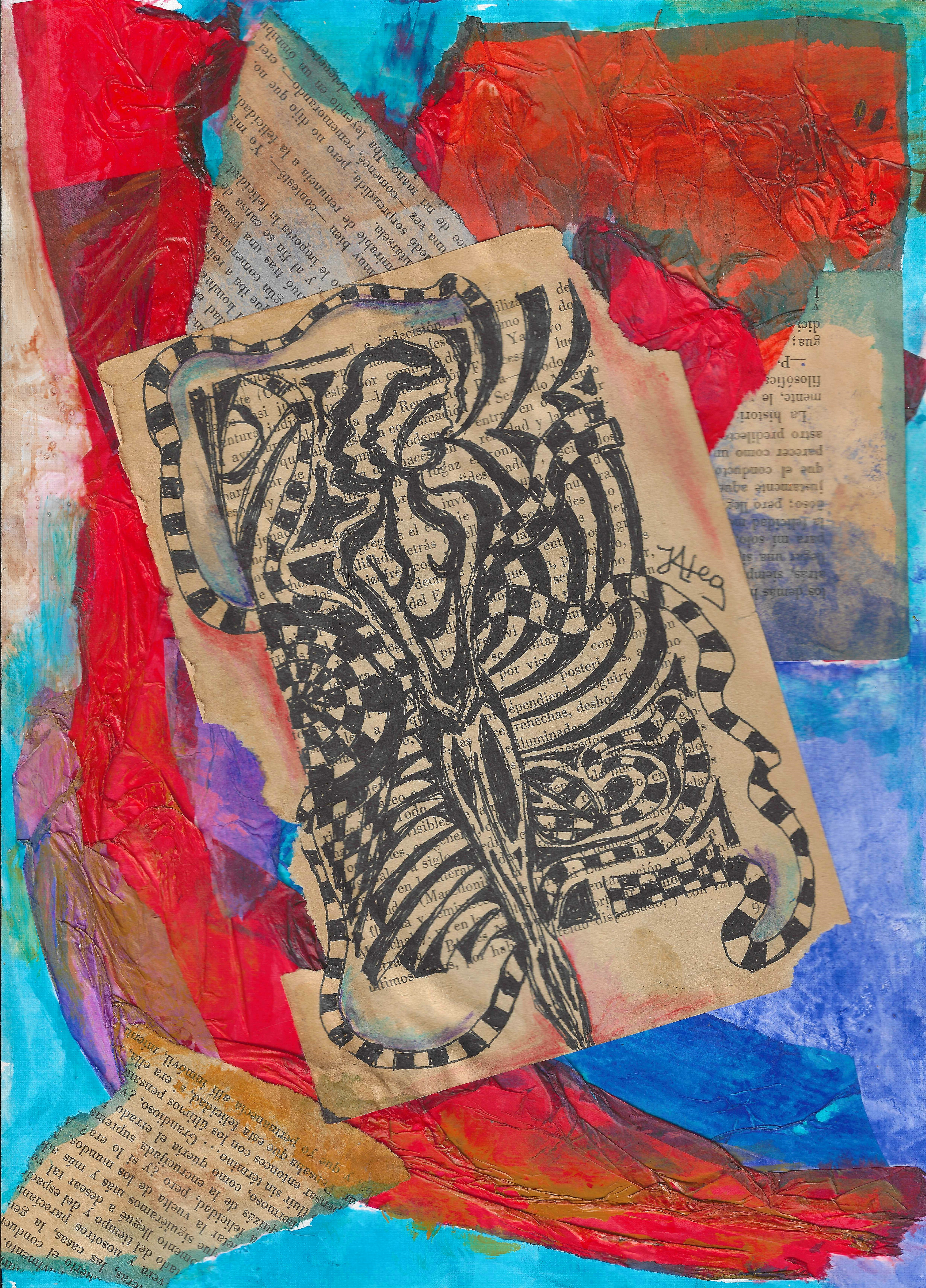 Convalecencia — Collage, acrílico y marcadores sobre papel.