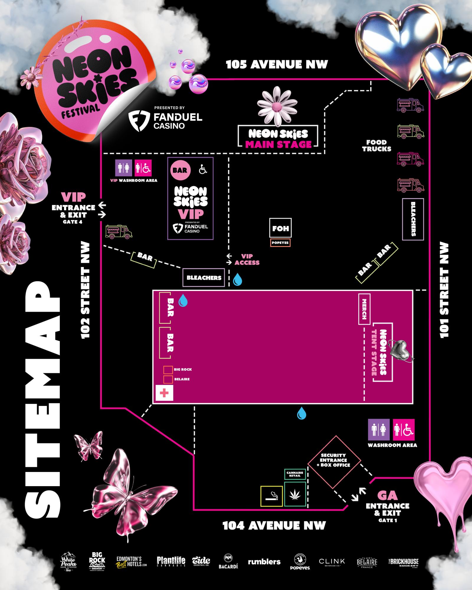neon skies venue area