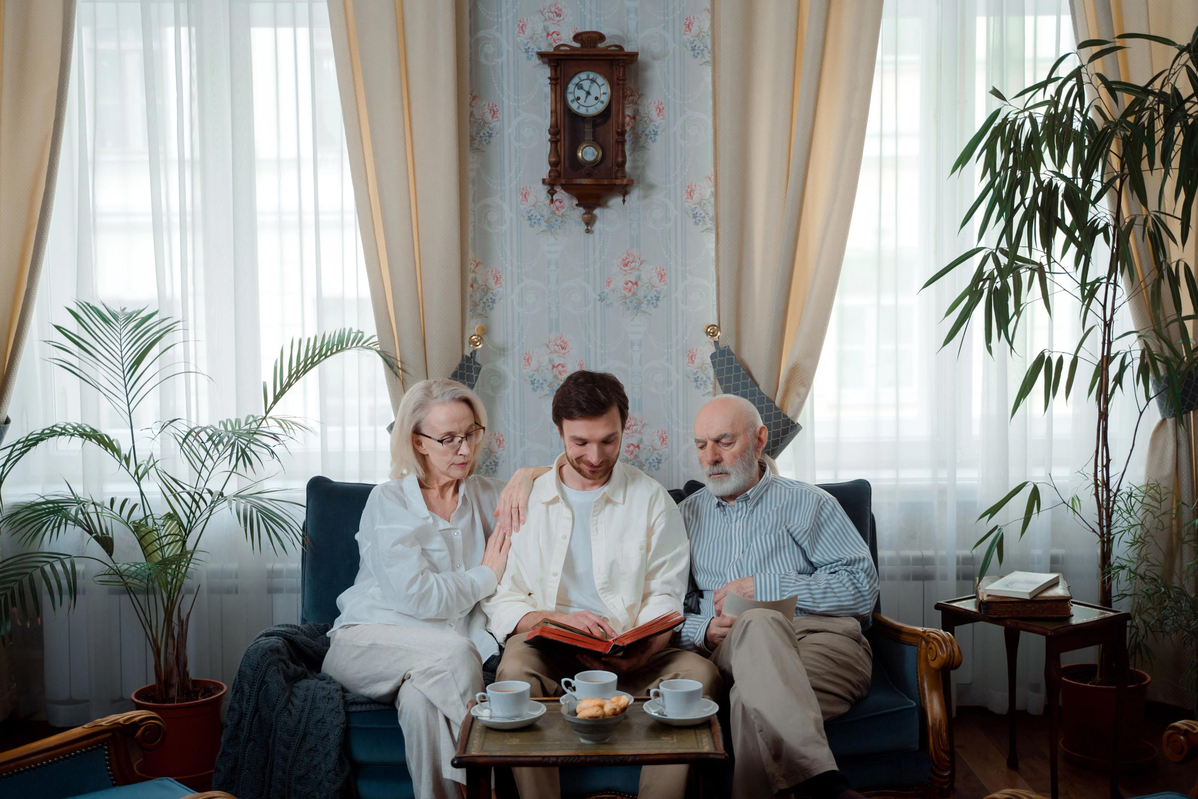 Family looking at memories