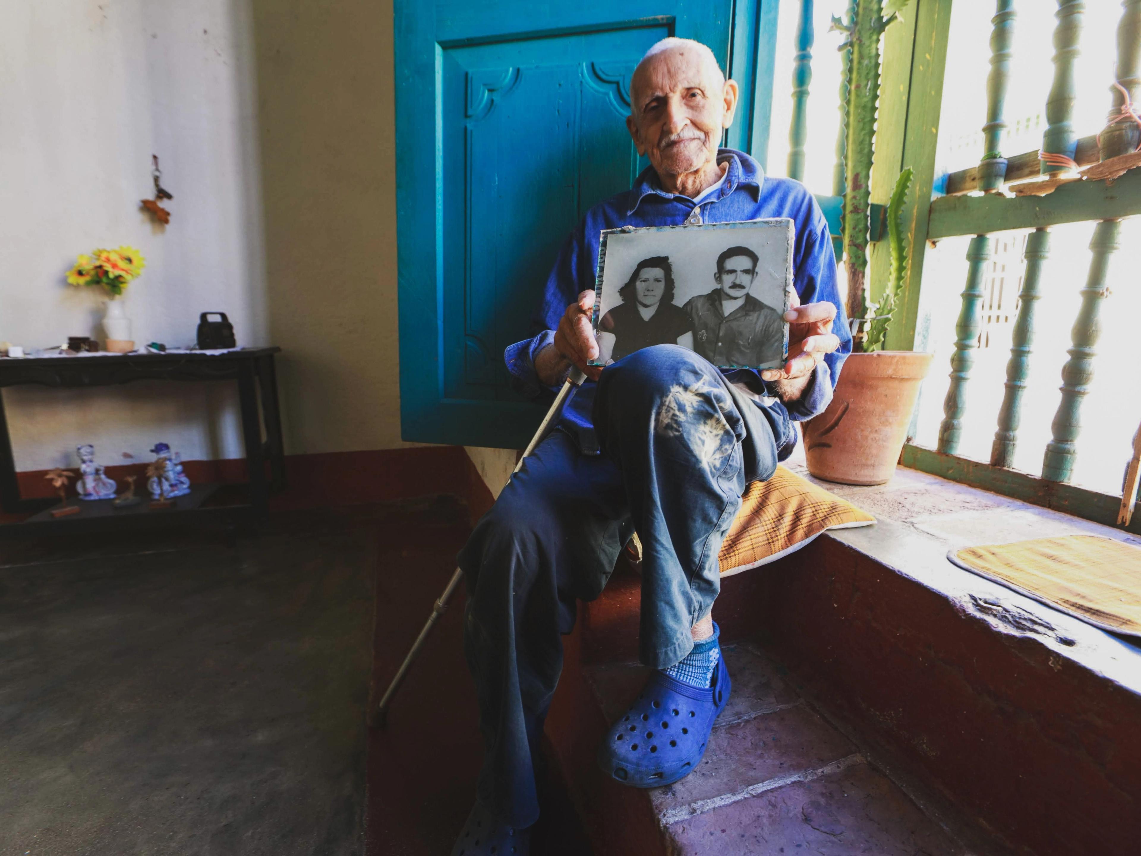 Grandad with an old photo