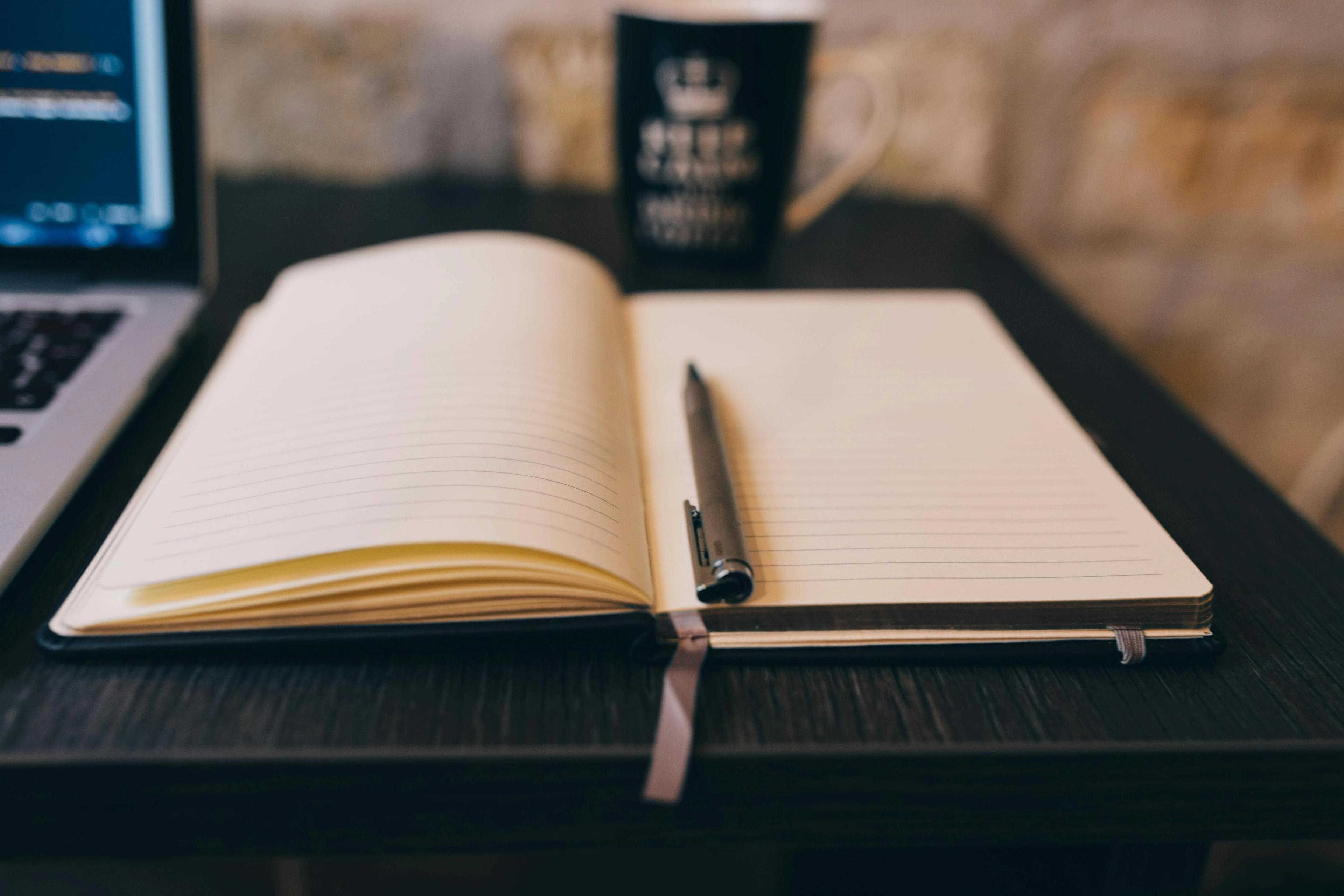 empty notebook on a desk