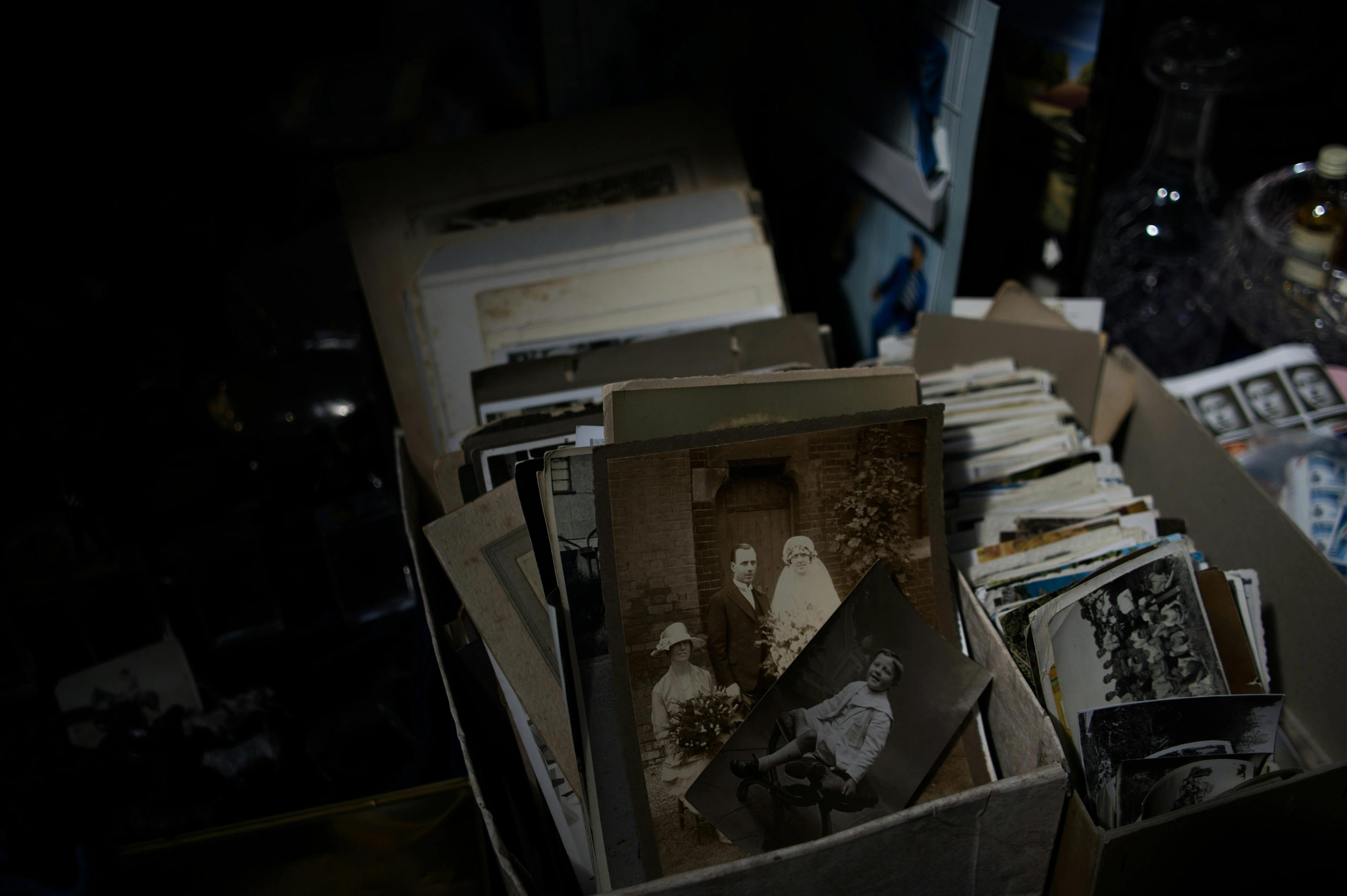 Old wedding photos in a box
