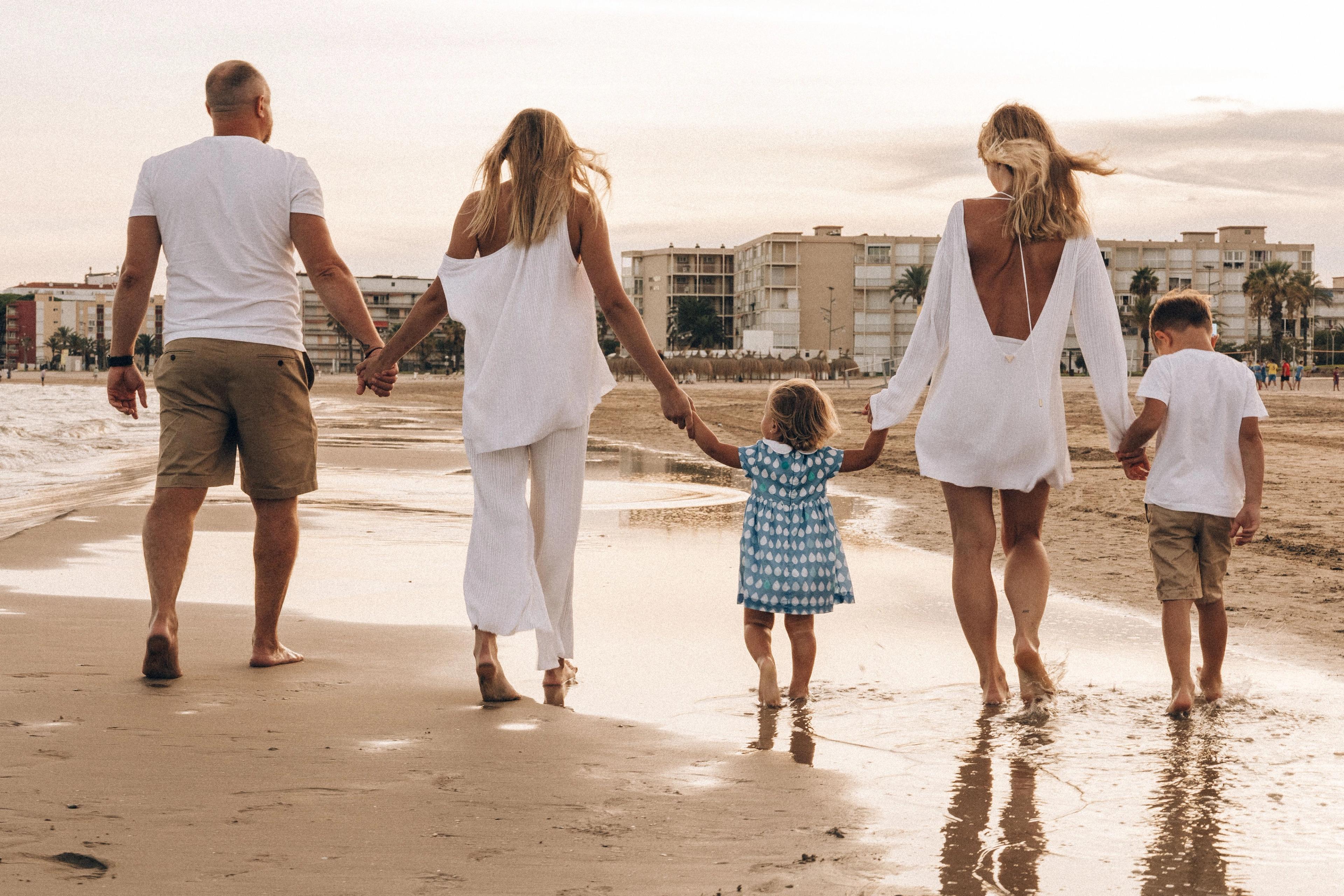 A family on a beach