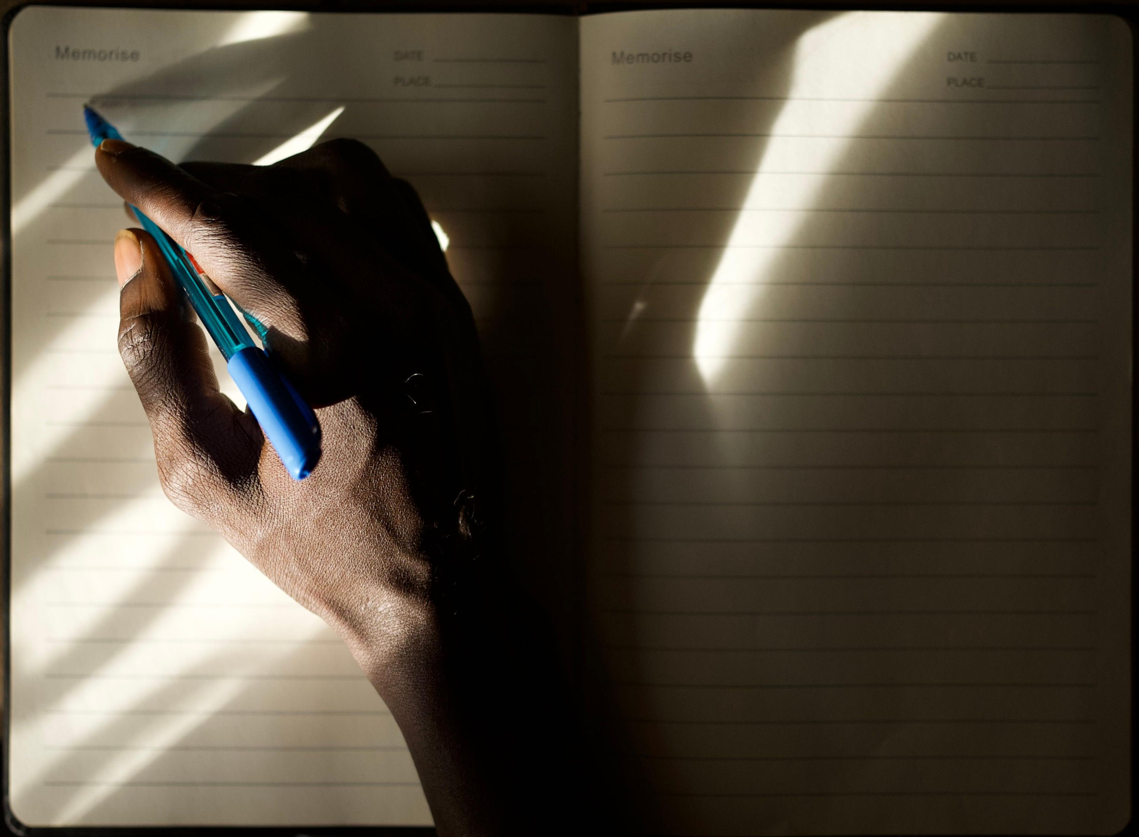 Blank page of a memoir book