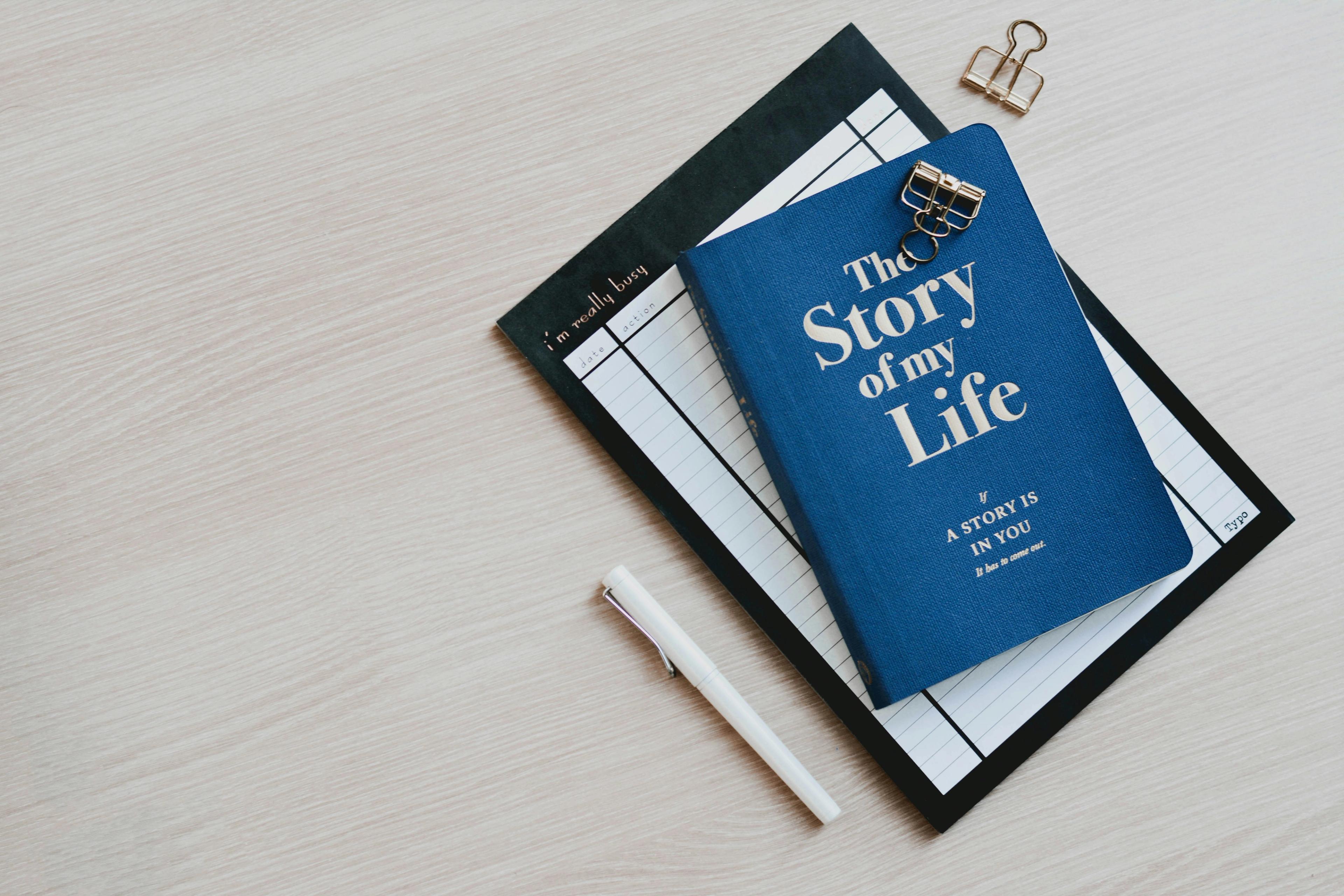 Story of my life book with a clipboard