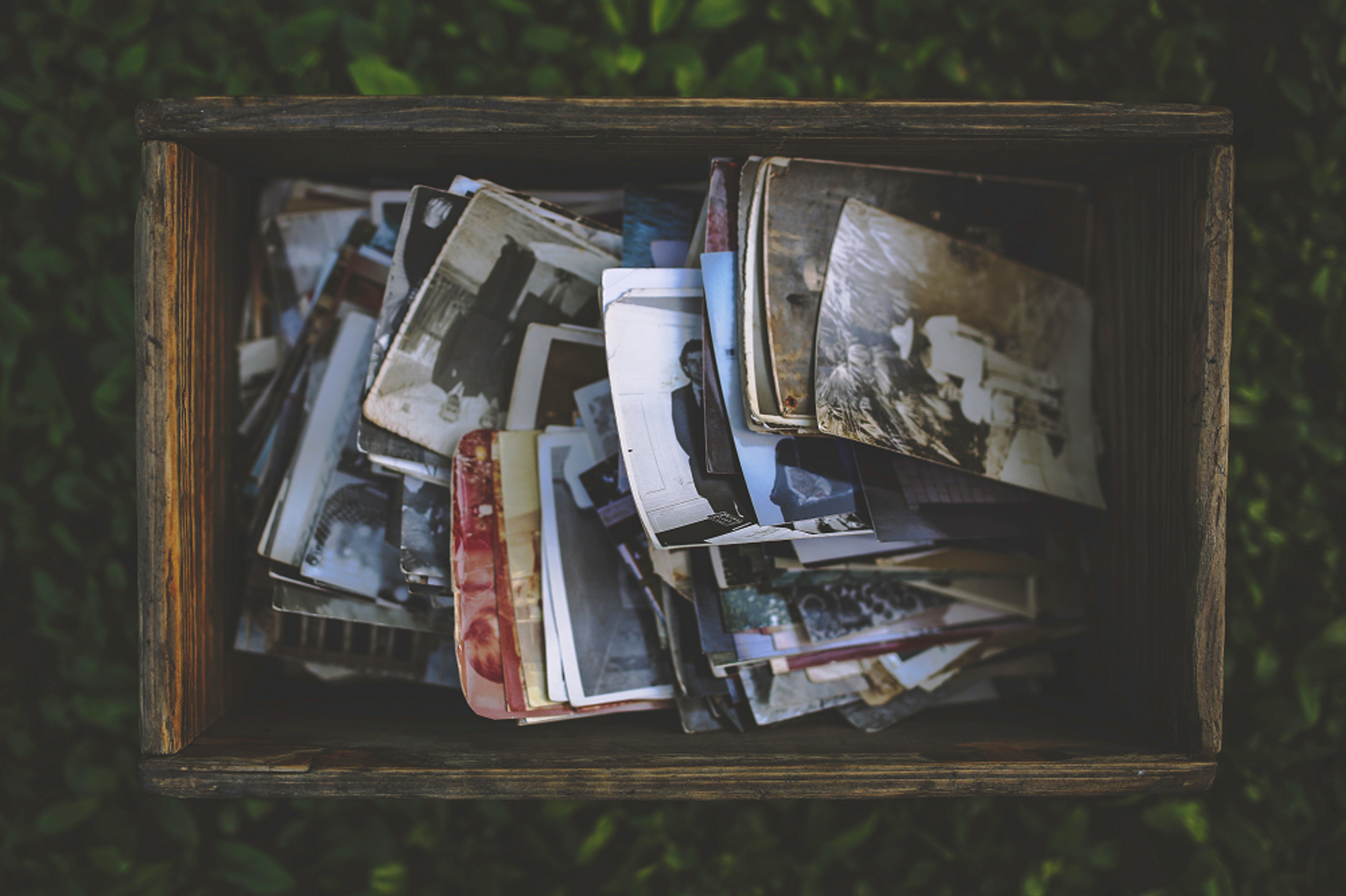 a box of old family photos
