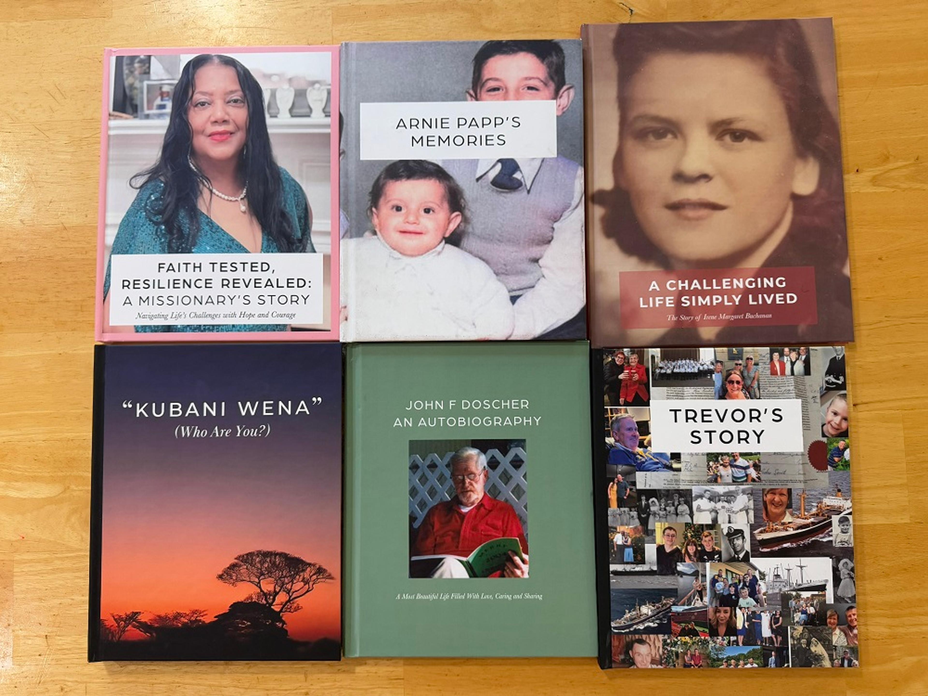 a collection of memoirs on a table