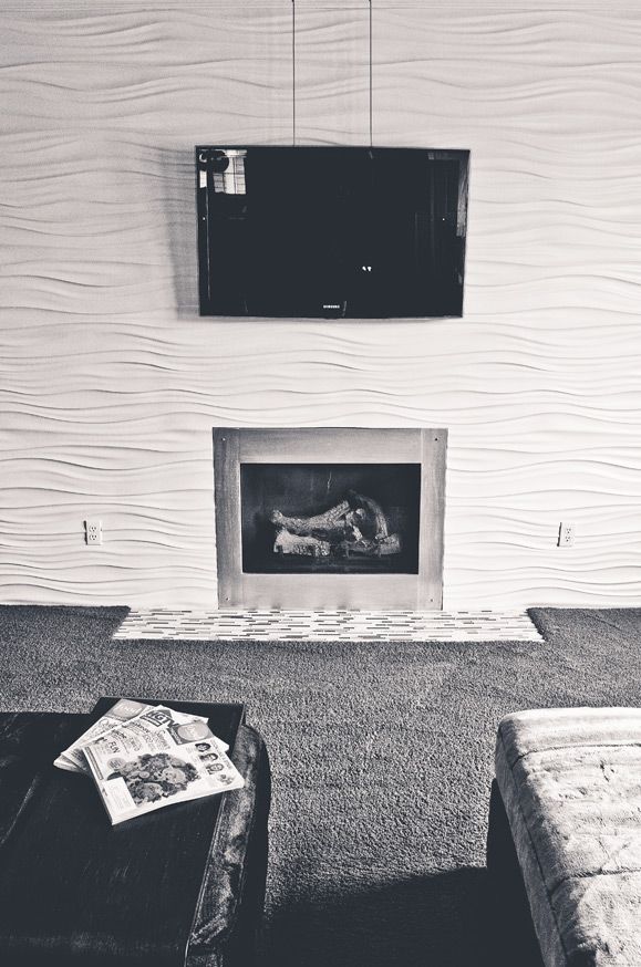 Modern Living room & White Wave Tile