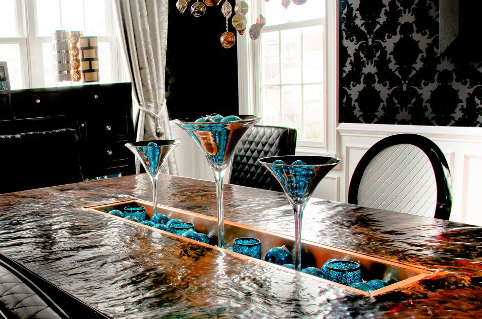 Ecletic Black Damask, Metallic Diningroom
