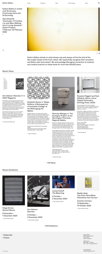 Screenshot of Sutton Gallery website
