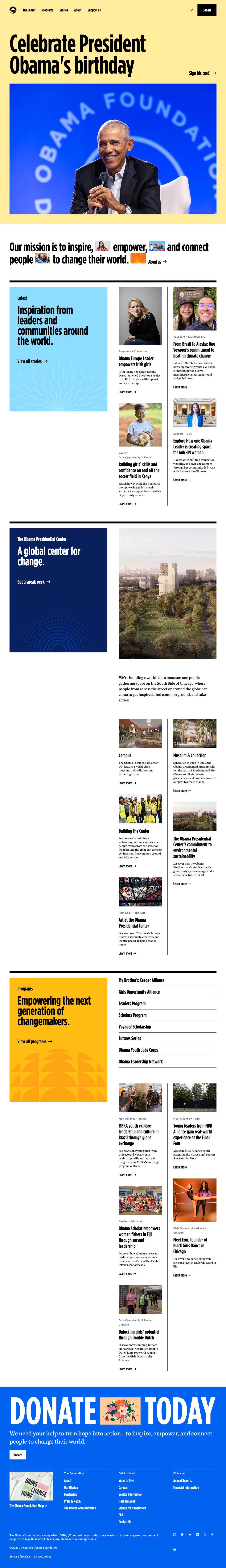 Screenshot of The Obama Foundation website