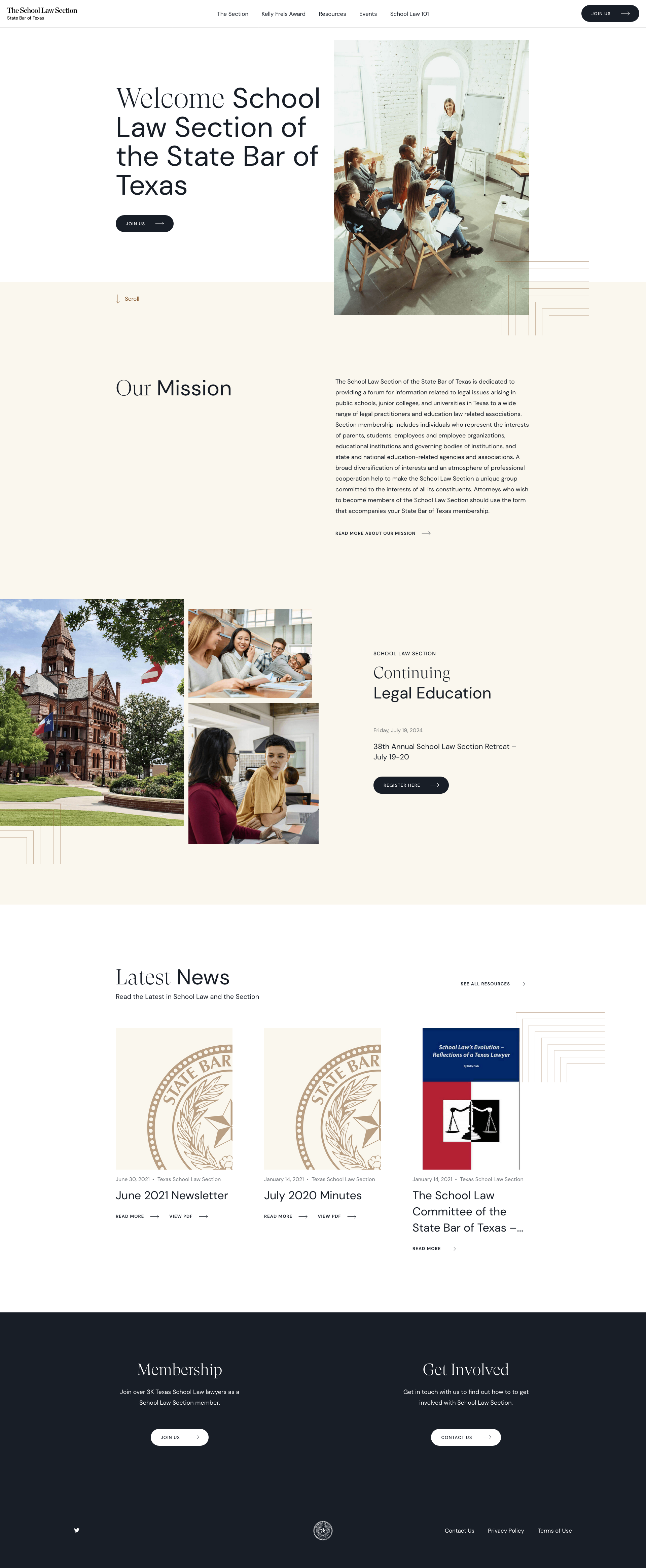 Screenshot of The School Law Section website